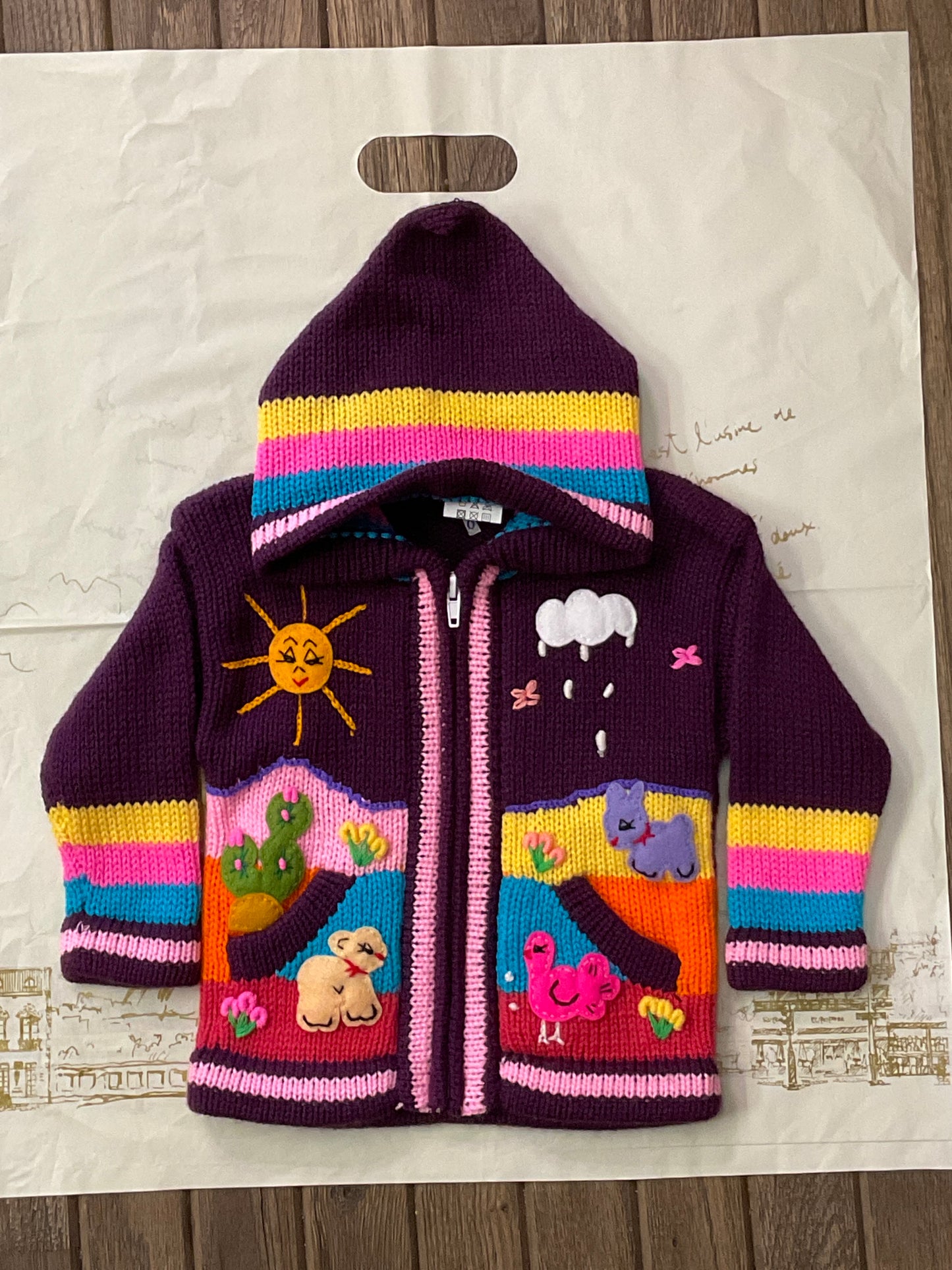 Children’s Hand-Knit Wool Cardigan Sweater – Peruvian Artisan Made