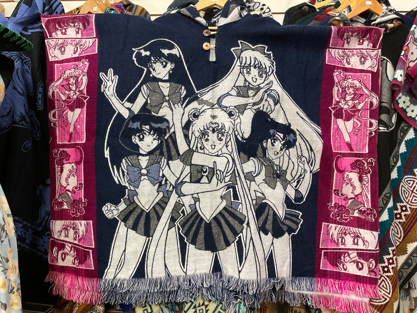 Alpaca Wool Poncho with Hood - Sailor Moon