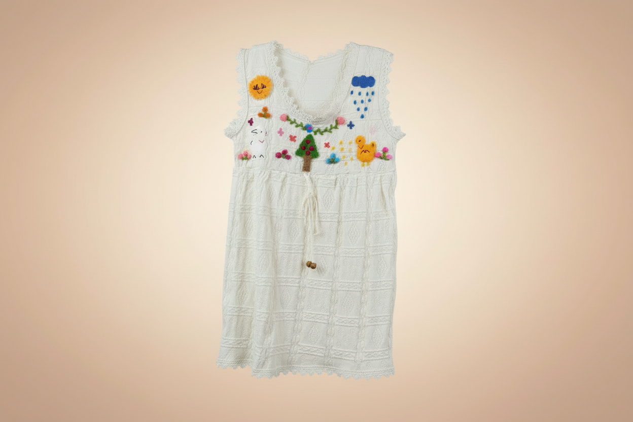 Girl's Hand-Embroidered Peruvian Cotton Dress