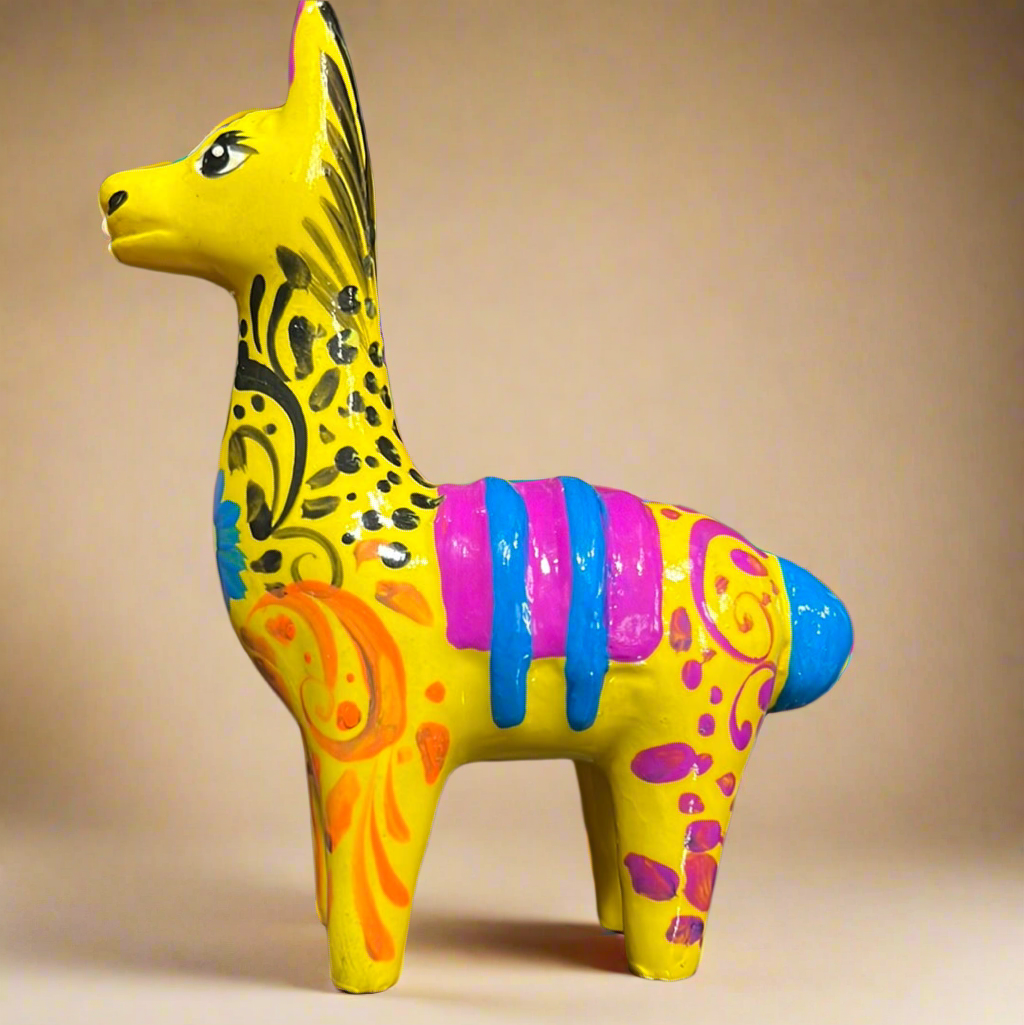 Vibrant Painted Ceramic Llama