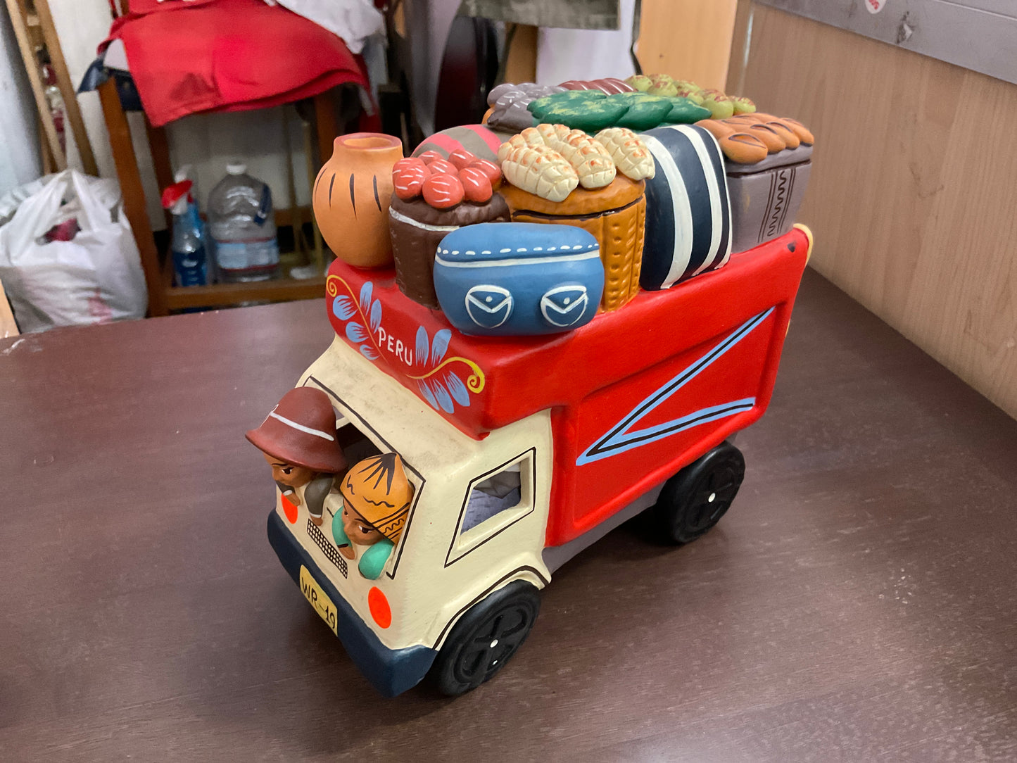 Peru Clay Bus Folk Art Sculpture