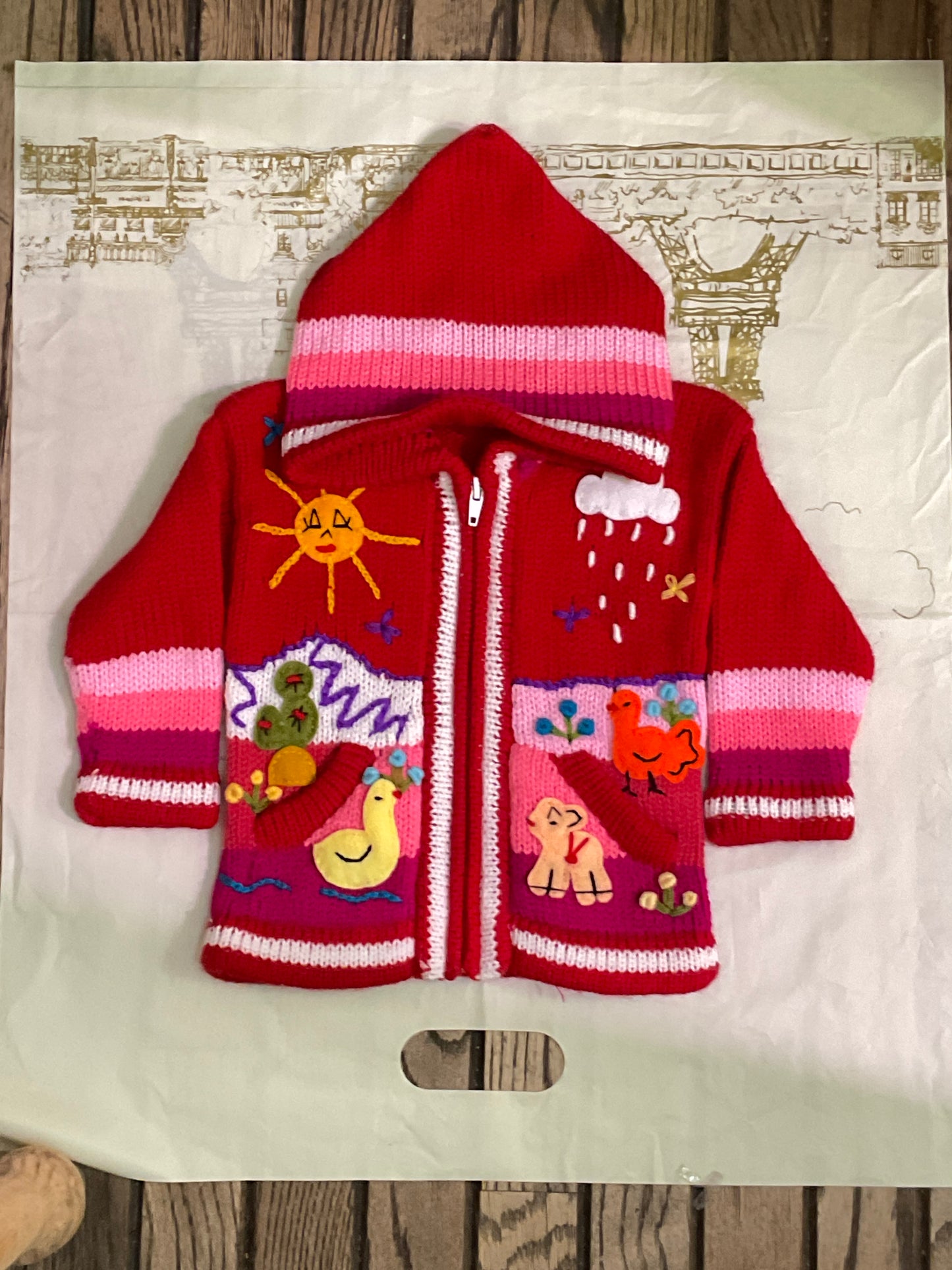 Children’s Hand-Knit Wool Cardigan Sweater – Peruvian Artisan Made