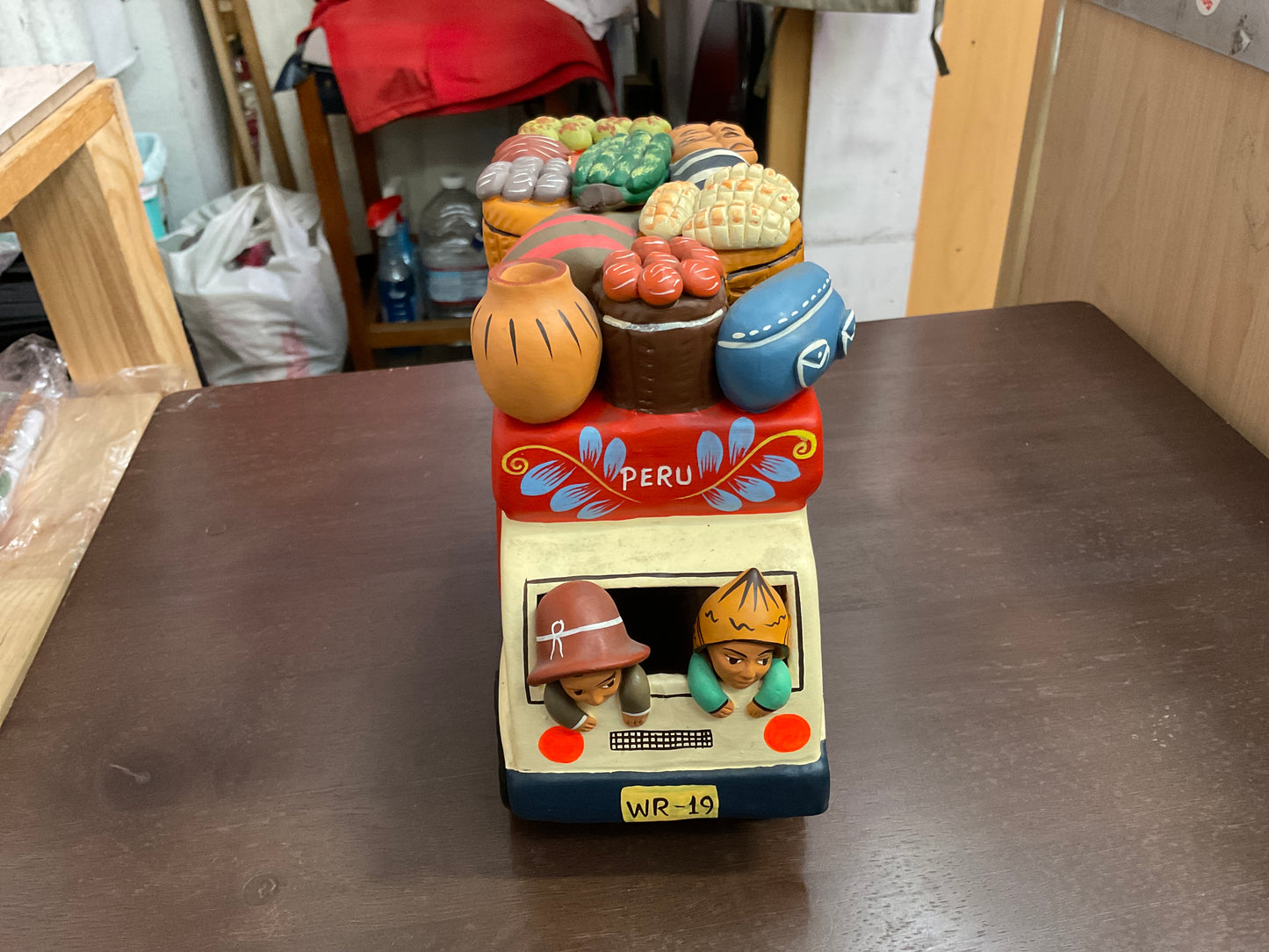 Peru Clay Bus Folk Art Sculpture