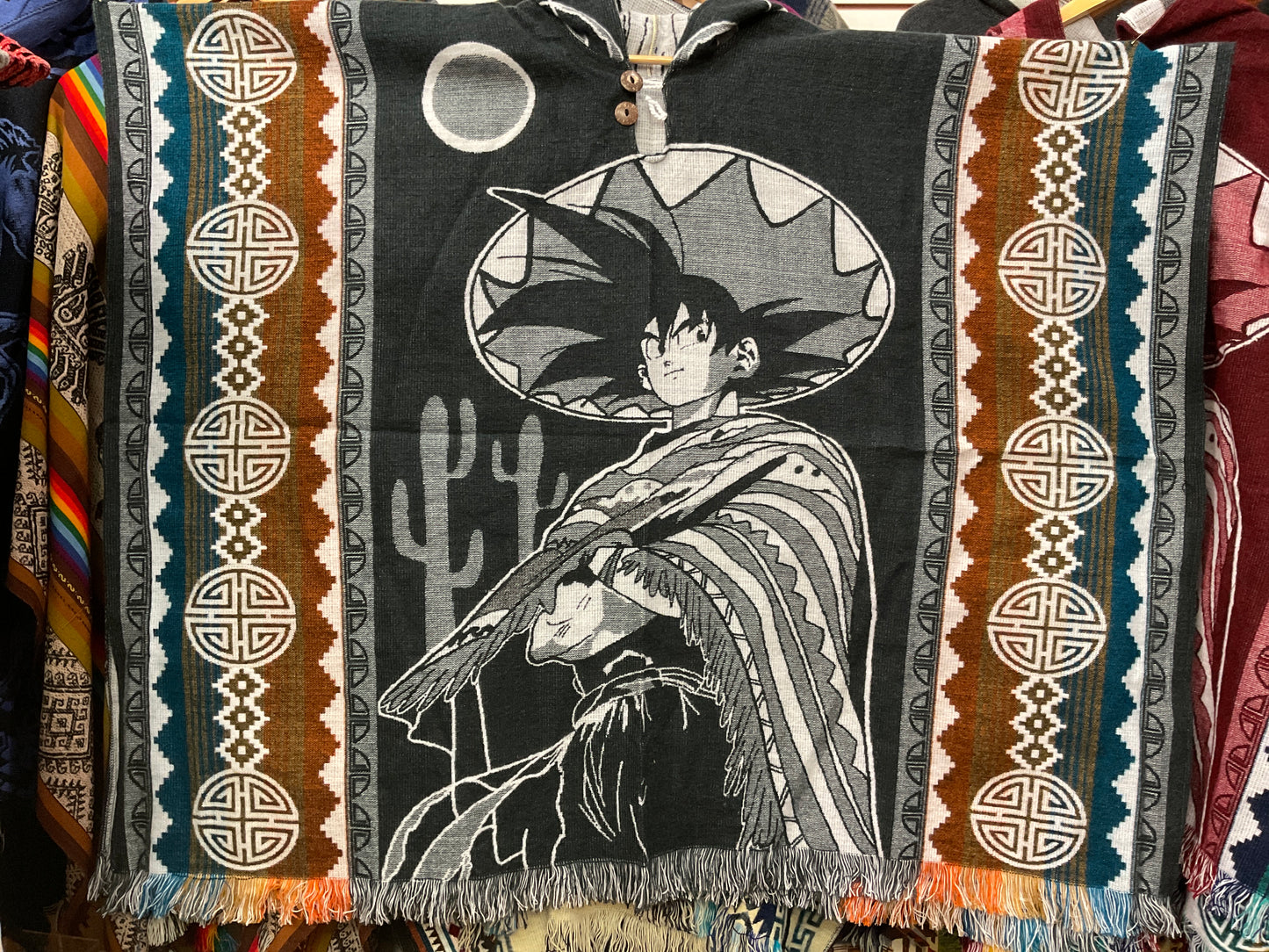 Alpaca Wool Poncho with Hood - Dragon Ball Z
