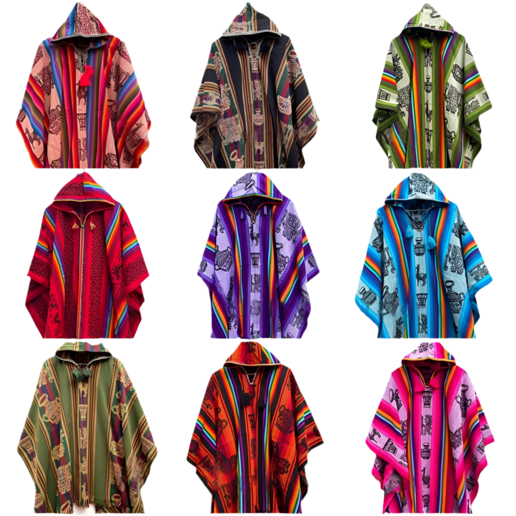 Peruvian Manta Poncho w/ Hood