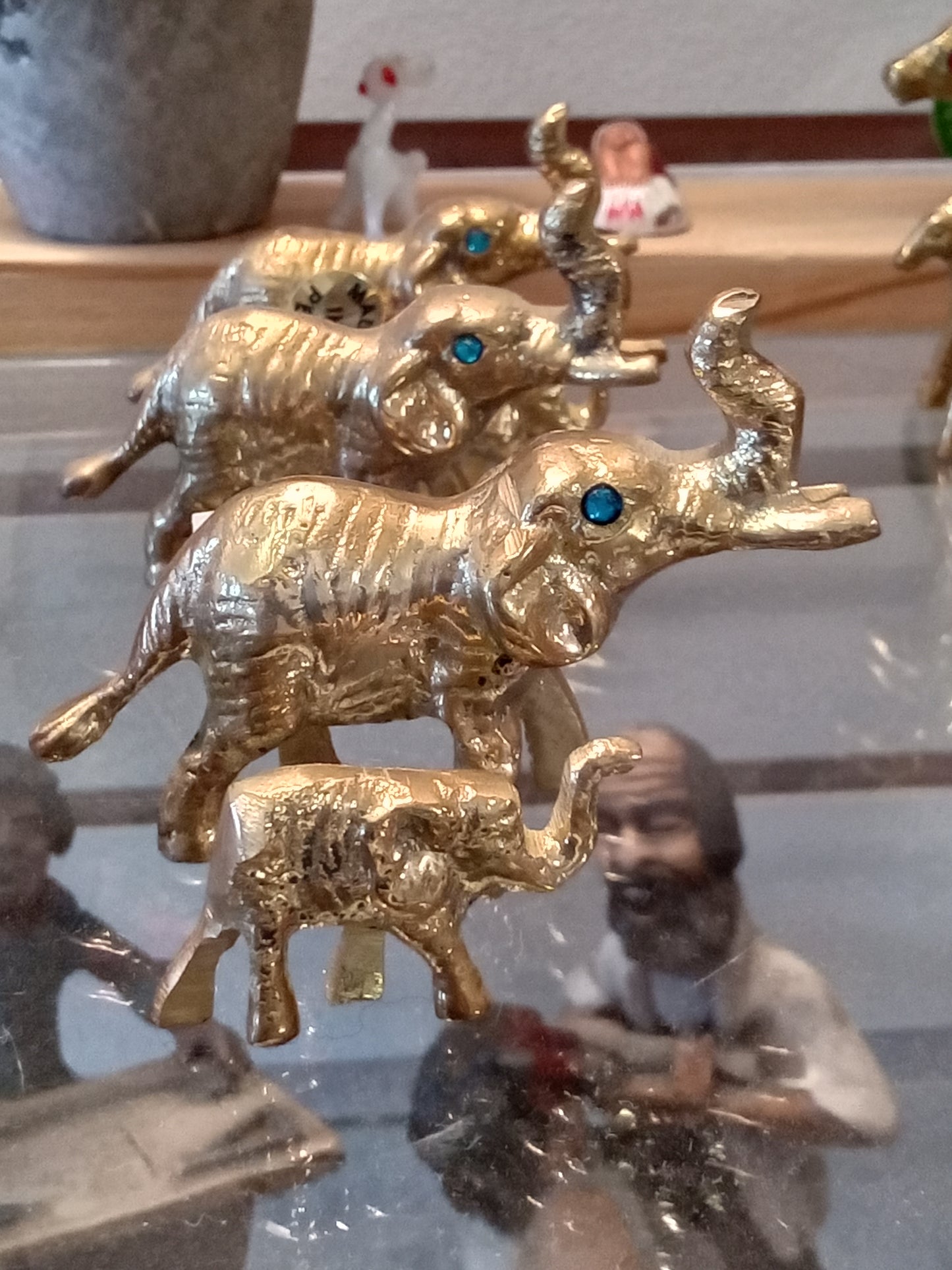 Brass elephant with baby