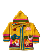 Suéter tipo cárdigan tejido a mano para niños