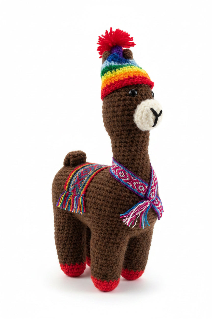 Handmade Crochet Llama Plush – Peruvian Andean Stuffed Animal Toy