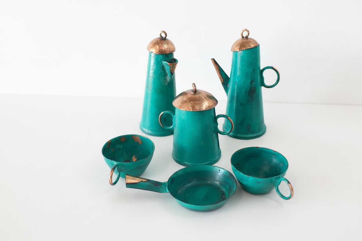 Miniature Copper Tea Set