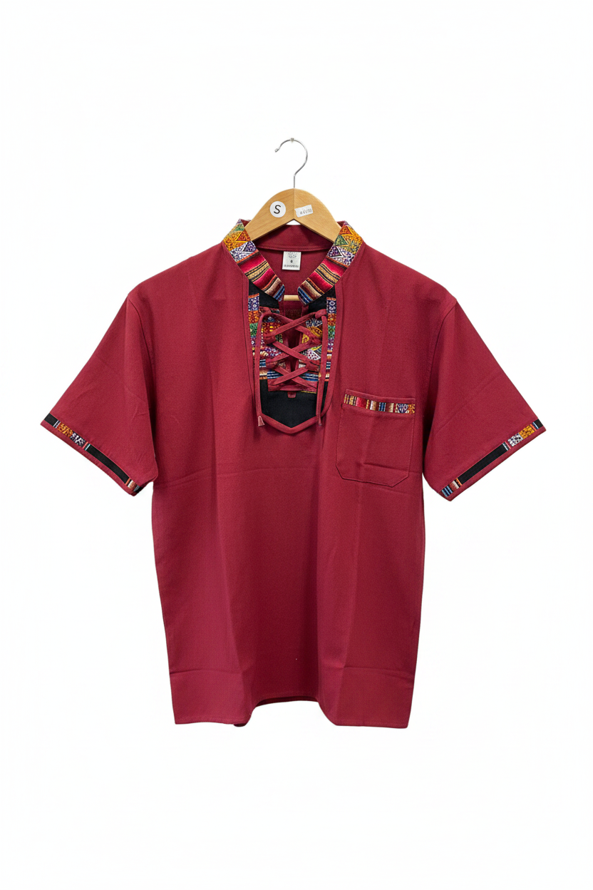 Men’s Peruvian Cotton Shirt lace collar  (Camisa Cerrada)
