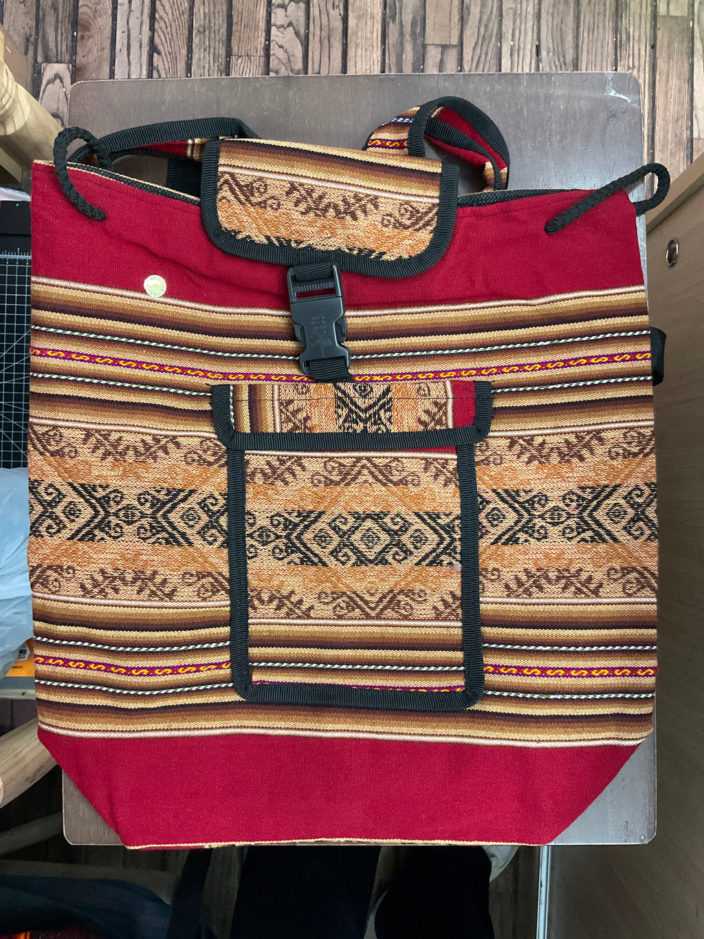Mochila de tela de manta peruana