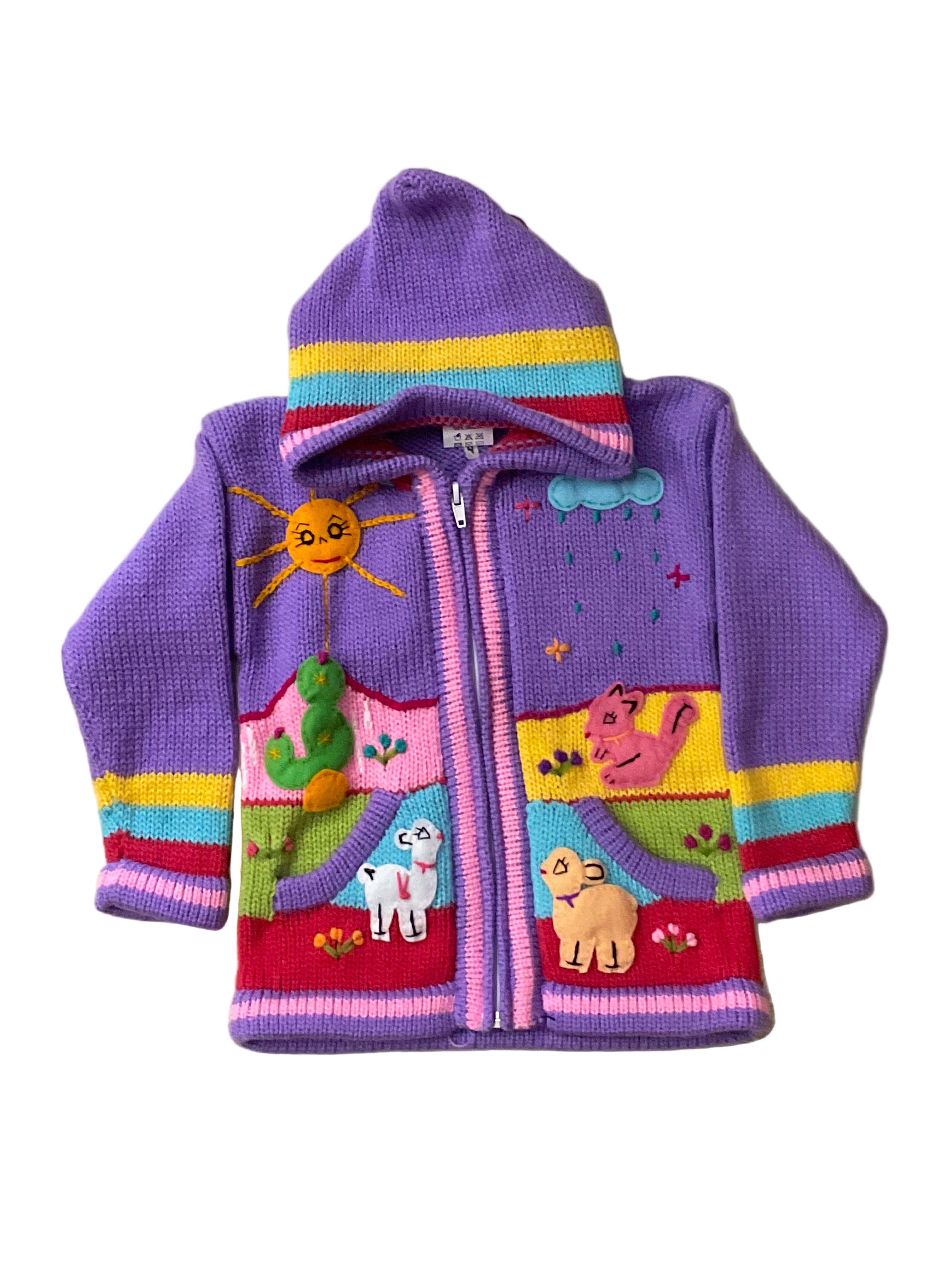 Suéter tipo cárdigan tejido a mano para niños