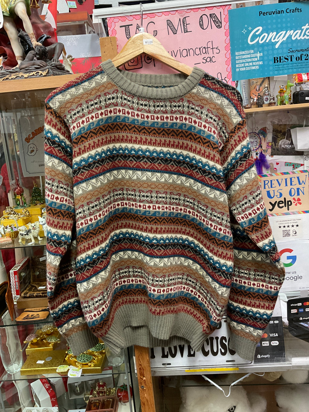 100% alpaca crewneck sweater