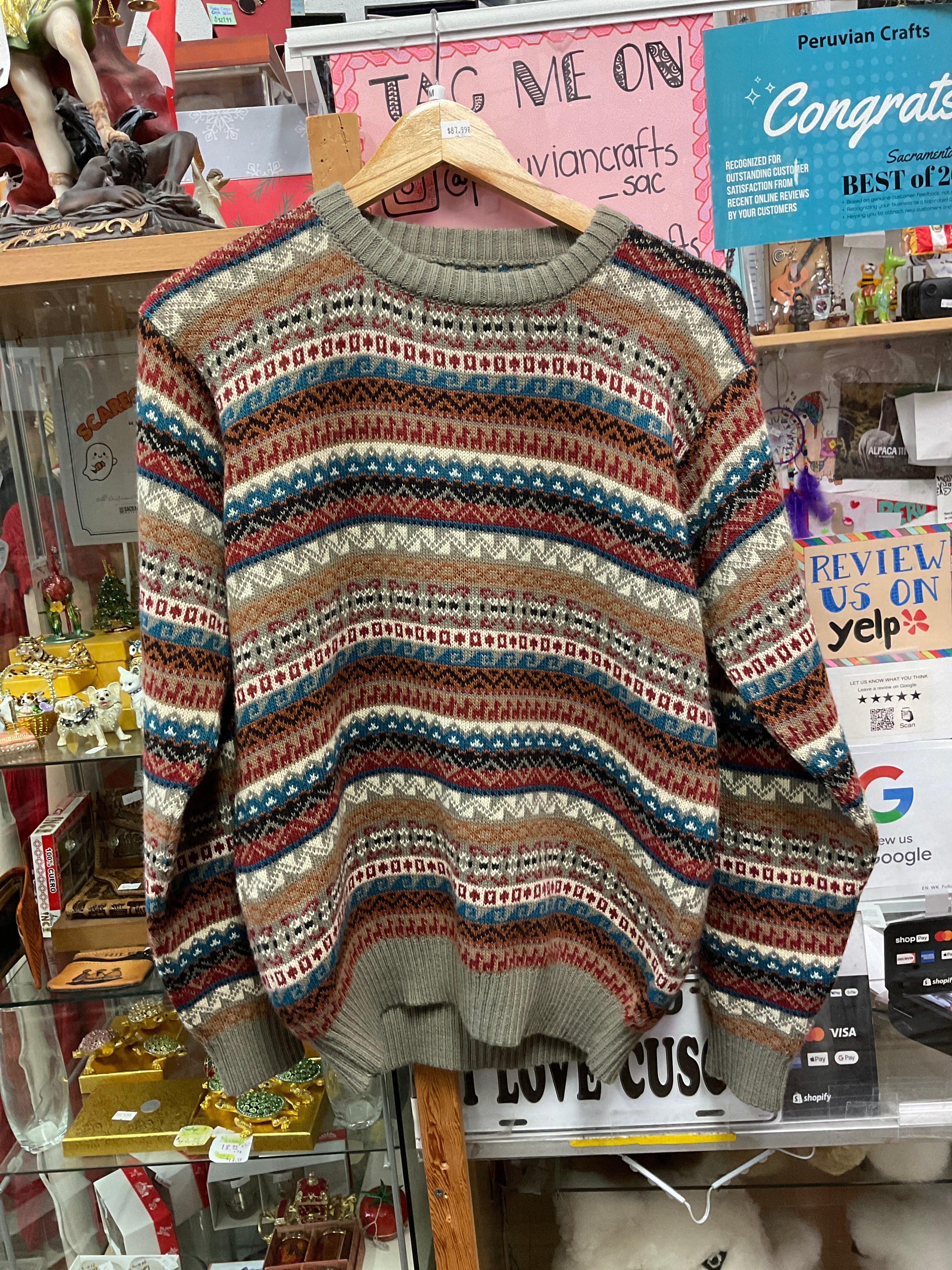 100% alpaca crewneck sweater