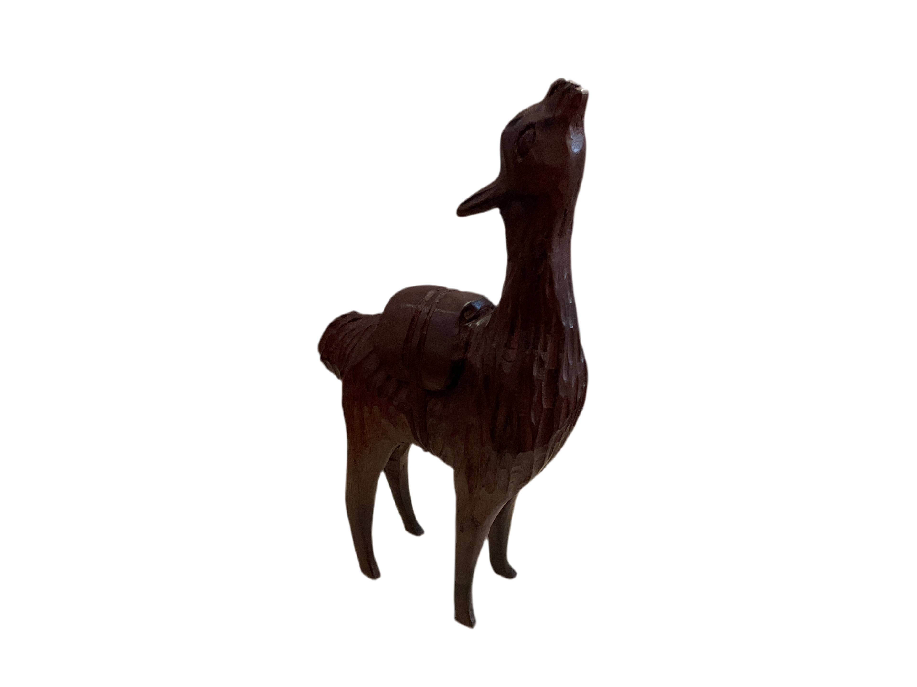 Mahogany Wood Carved Llama (20cm)