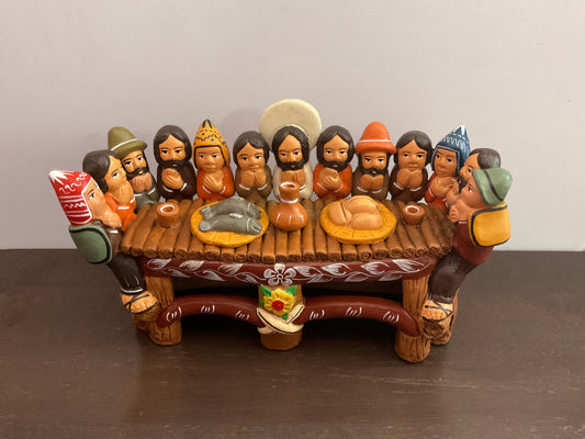Peruvian Folk Clay Art - Last Supper Jesus and Disciples