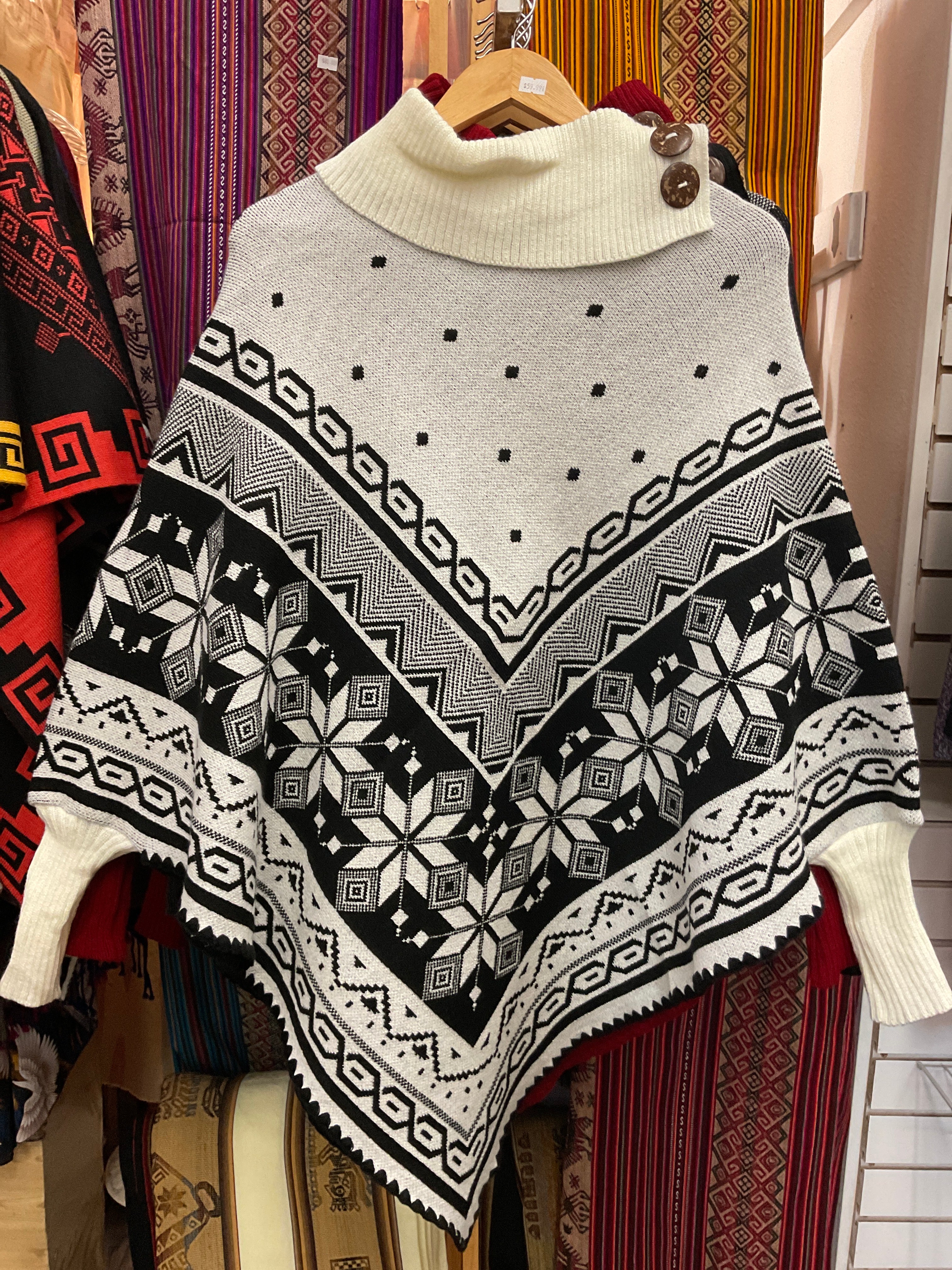 Poncho con mangas para mujer