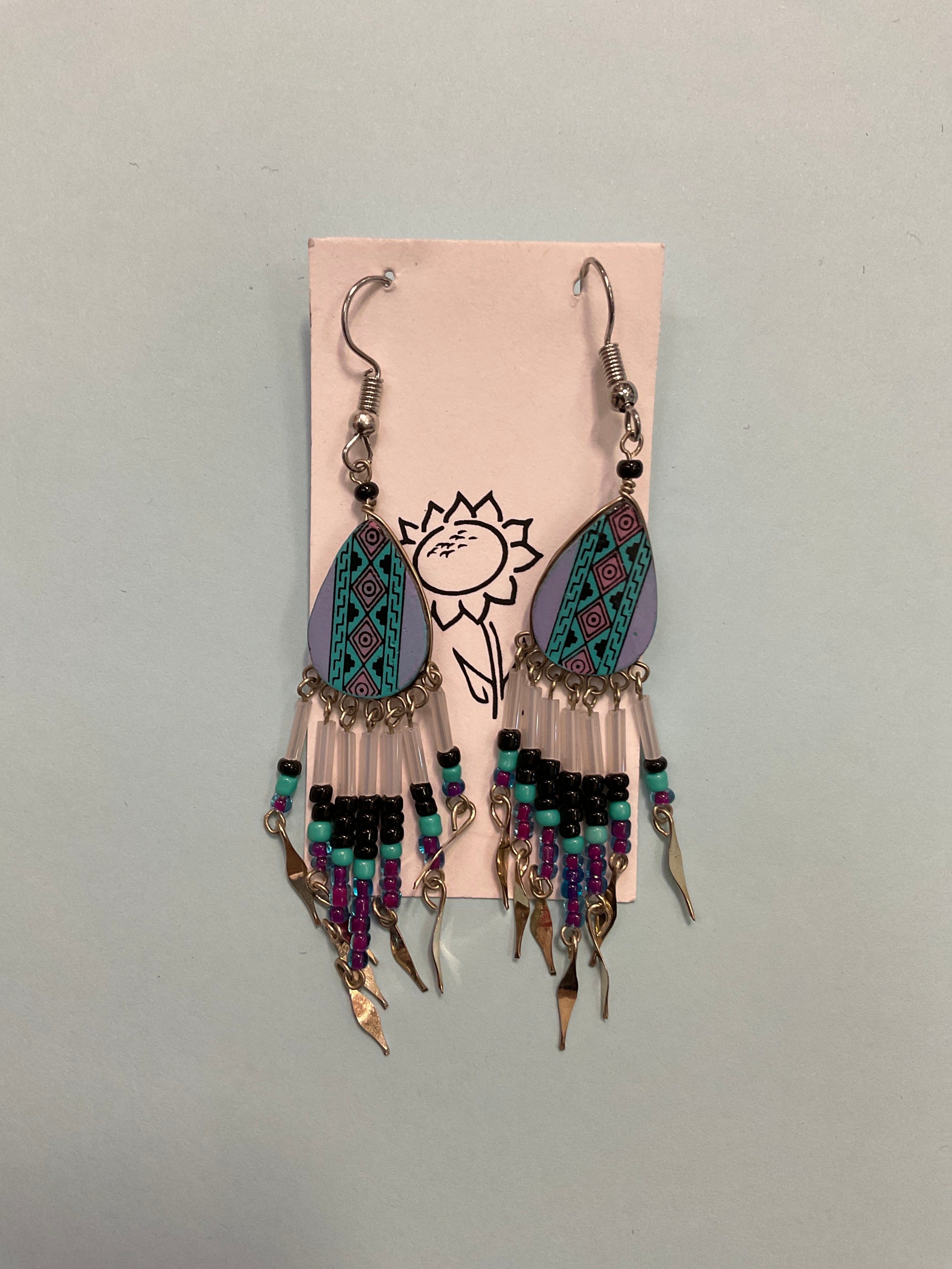 Hand Painted Tribal Earrings