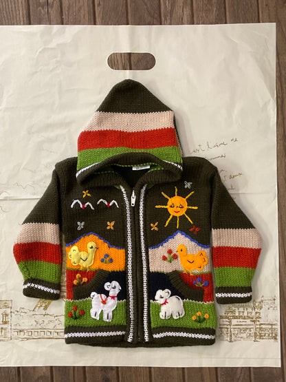 Children’s Hand-Knit Wool Cardigan Sweater  – Peruvian Artisan Made