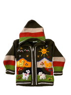 Suéter tipo cárdigan tejido a mano para niños