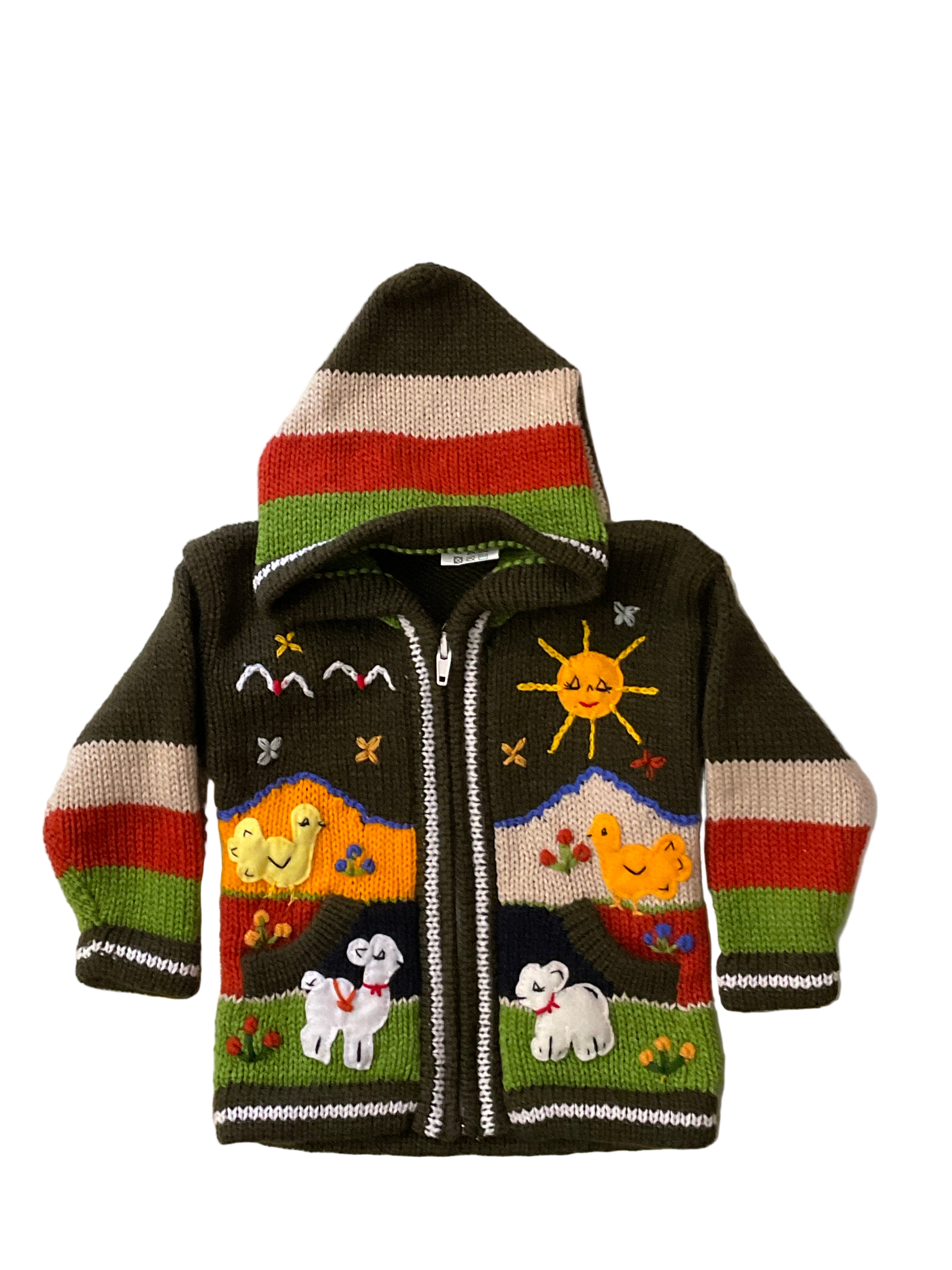 Suéter tipo cárdigan tejido a mano para niños