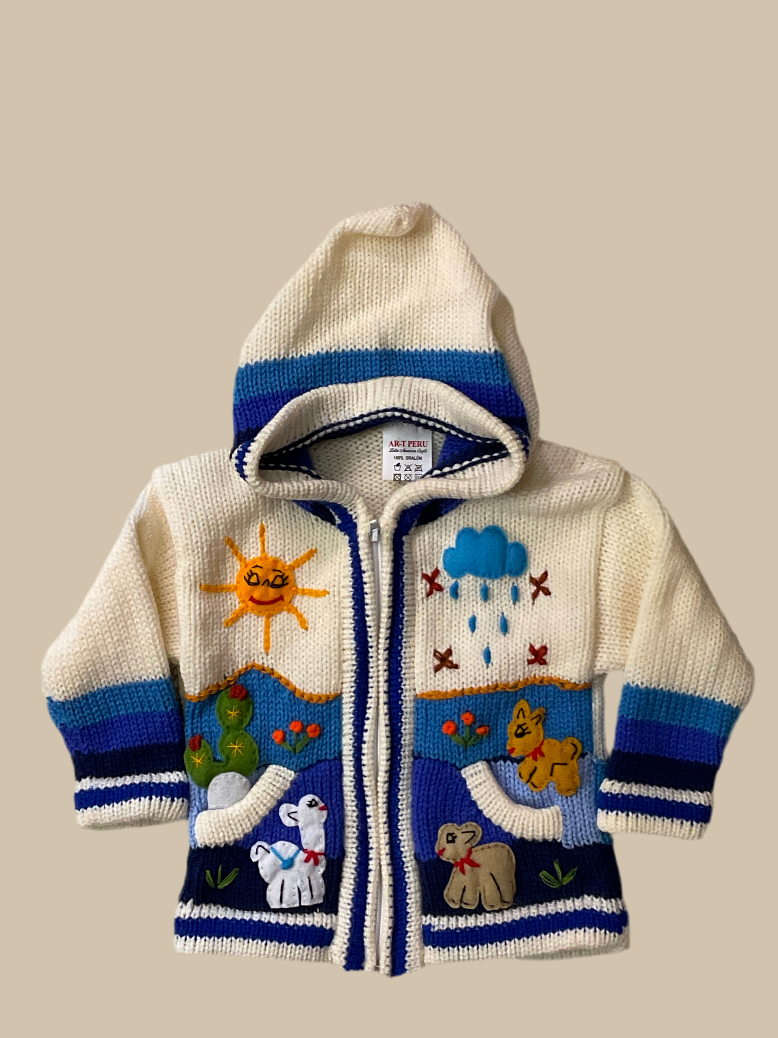 Children’s Hand-Knit Wool Cardigan Sweater  – Peruvian Artisan Made