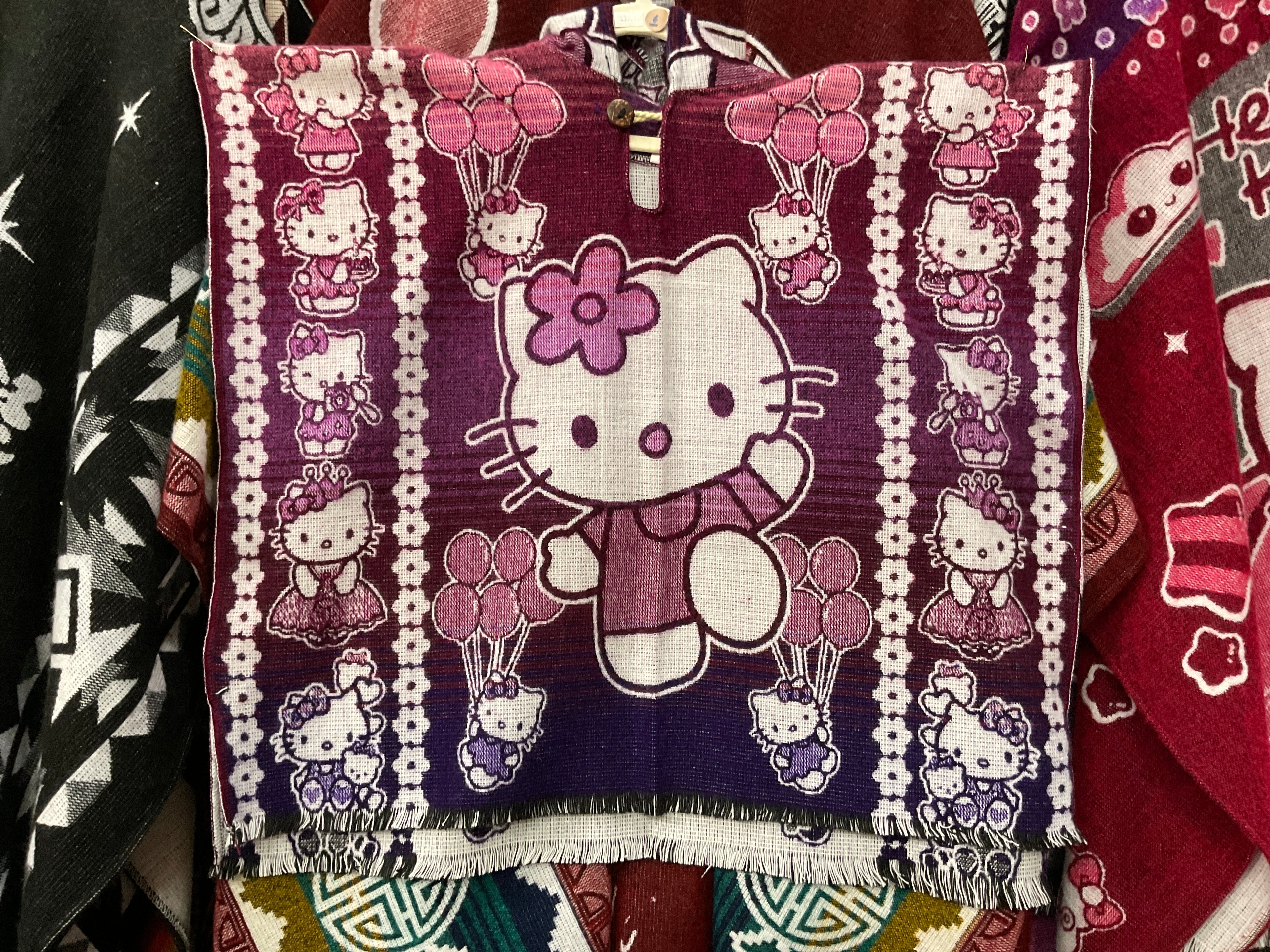 Children’s Alpaca Wool Poncho with Hood - Hello Kitty
