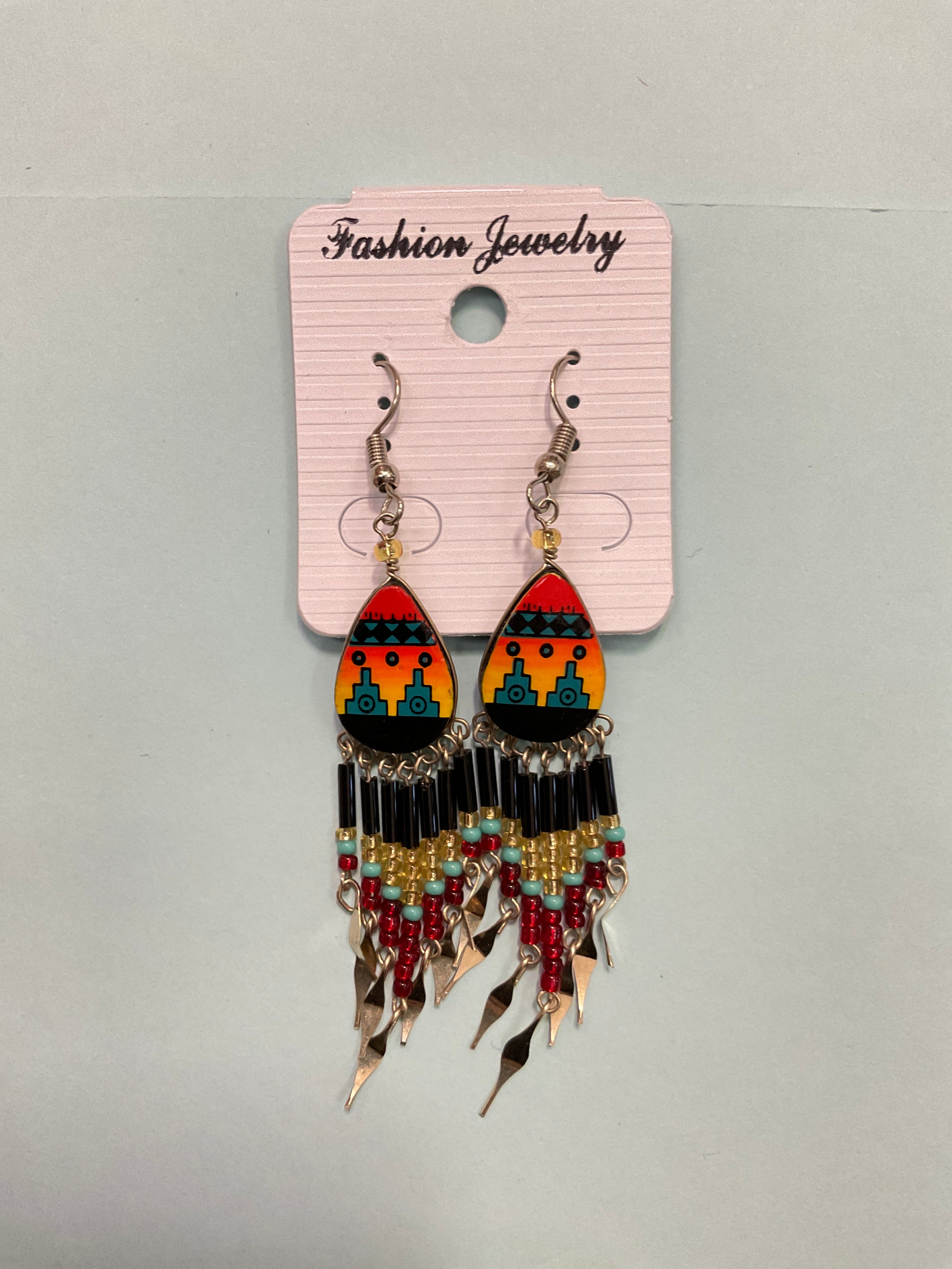 Hand Painted Tribal Earrings