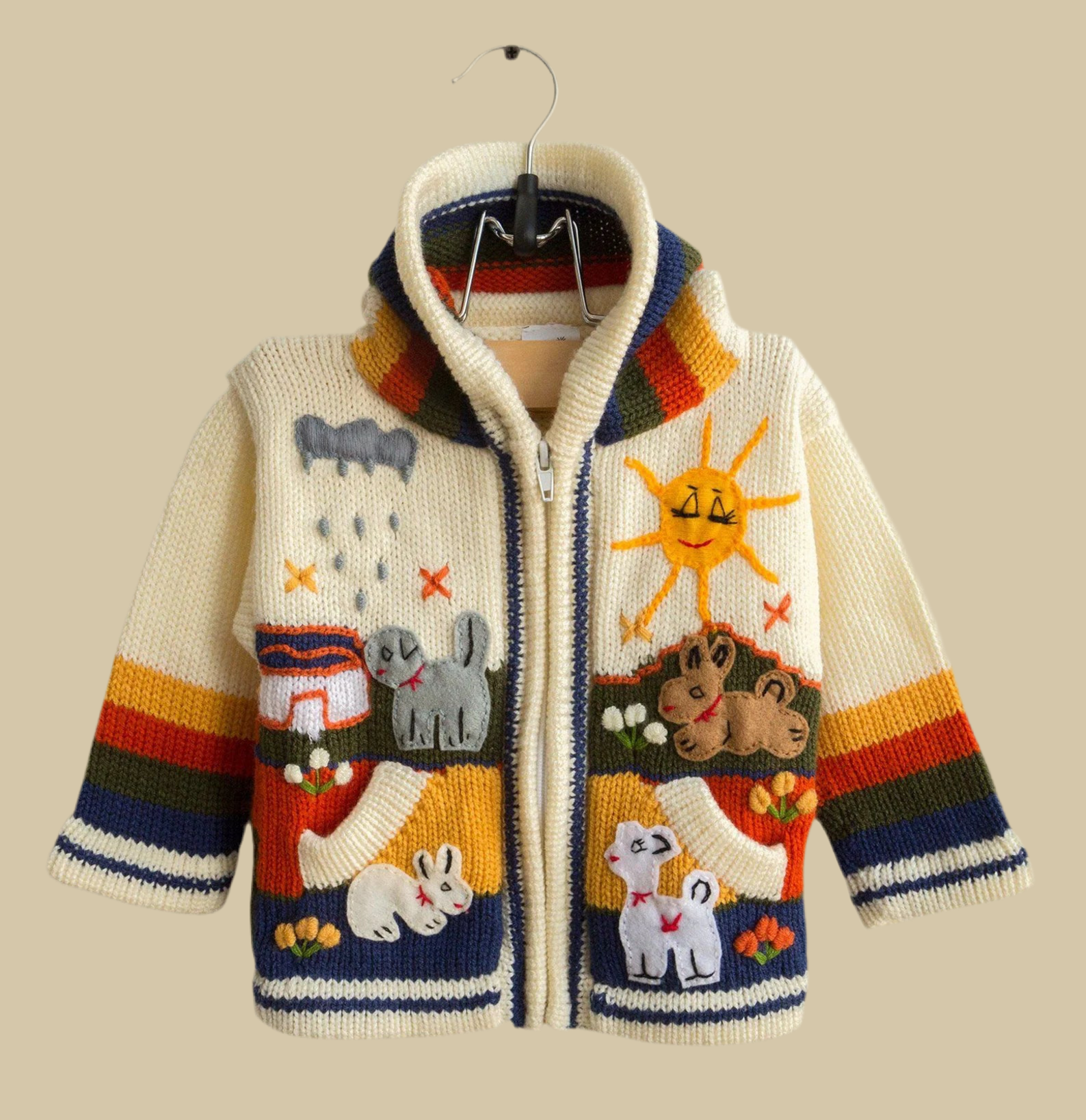 Children’s Hand-Knit Wool Cardigan Sweater  – Peruvian Artisan Made