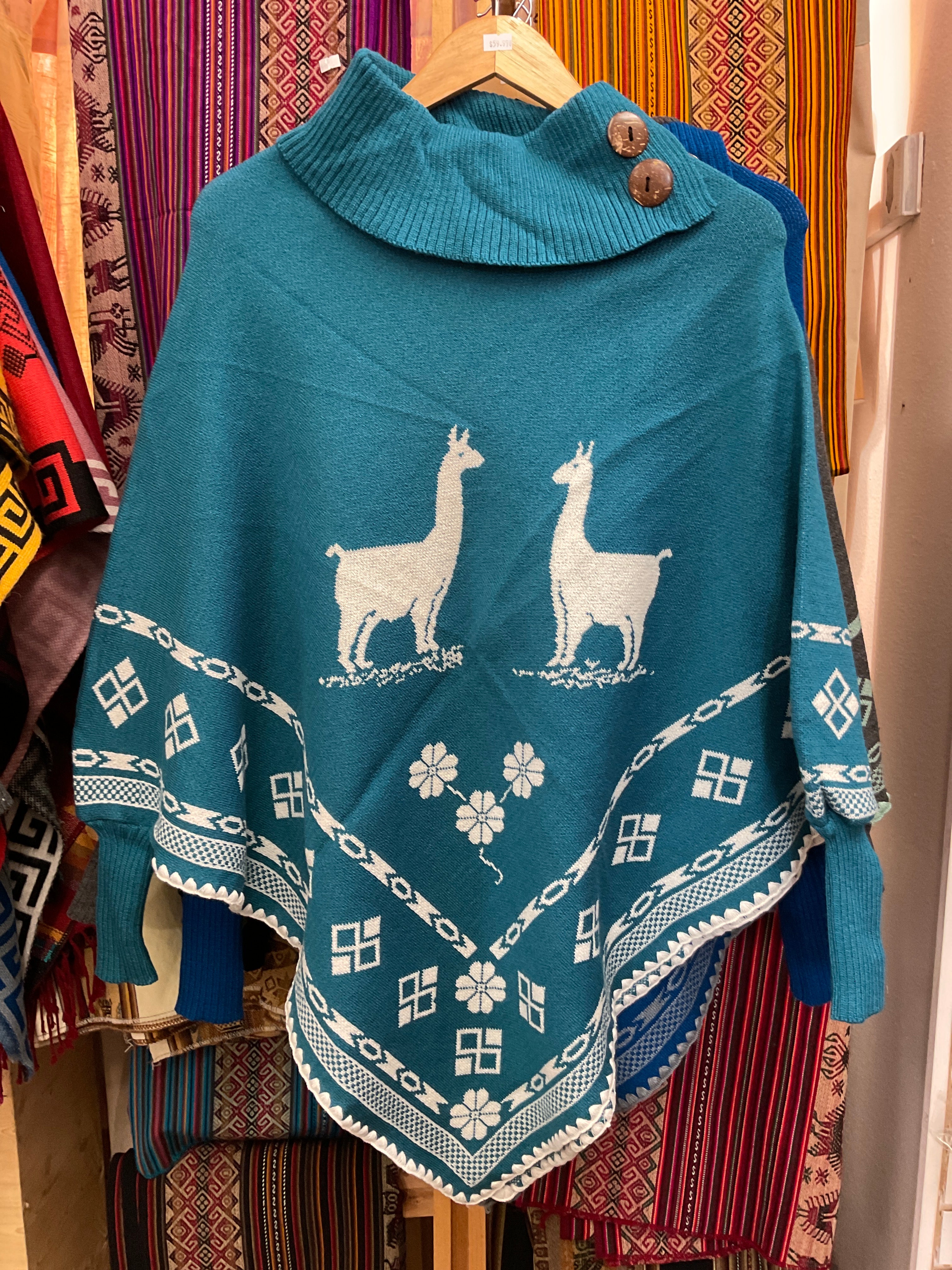 Poncho con mangas para mujer