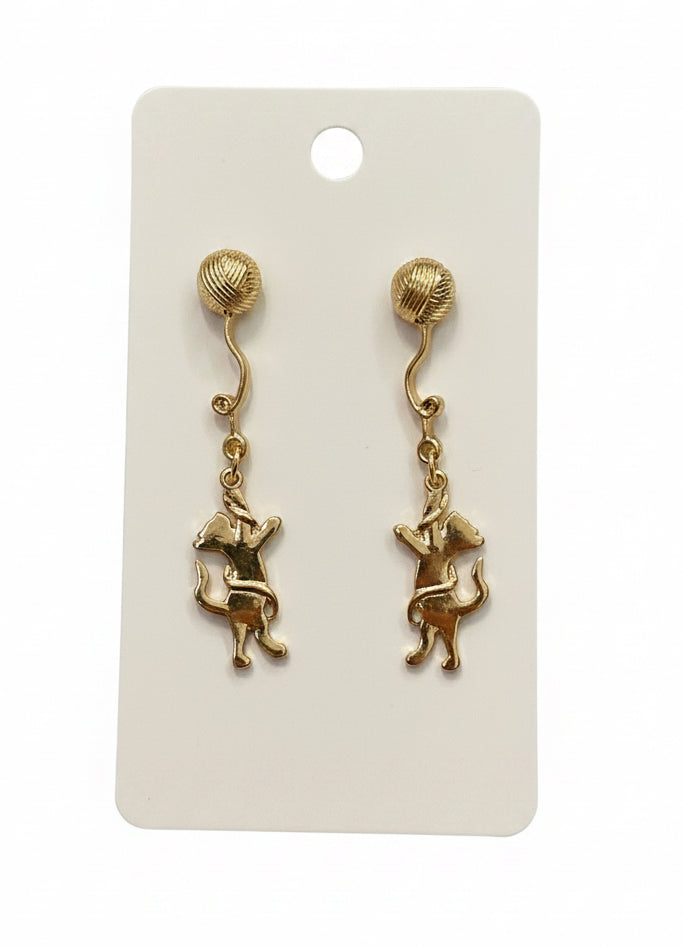 Cat and Yarn Ball Earrings
