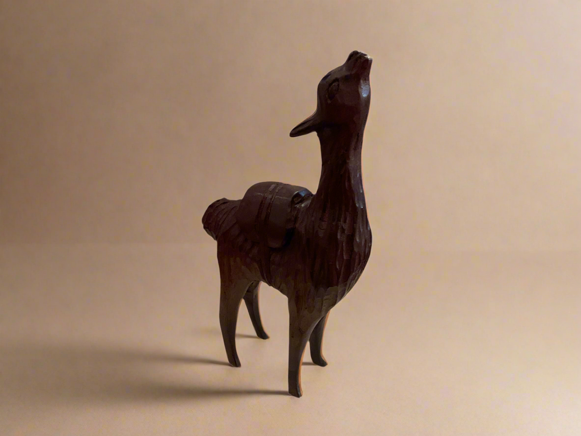 Mahogany Wood Carved Llama (20cm)