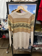 Llama Motif Alpaca Crewneck Sweater