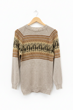 Llama Motif Alpaca Crewneck Sweater