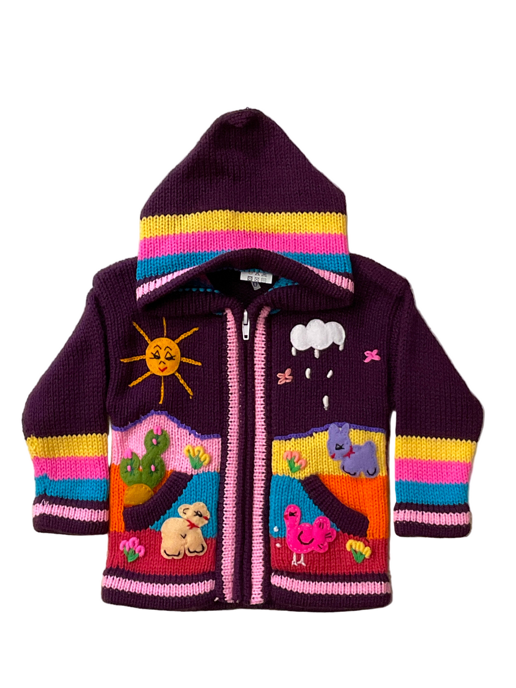 Suéter tipo cárdigan tejido a mano para niños