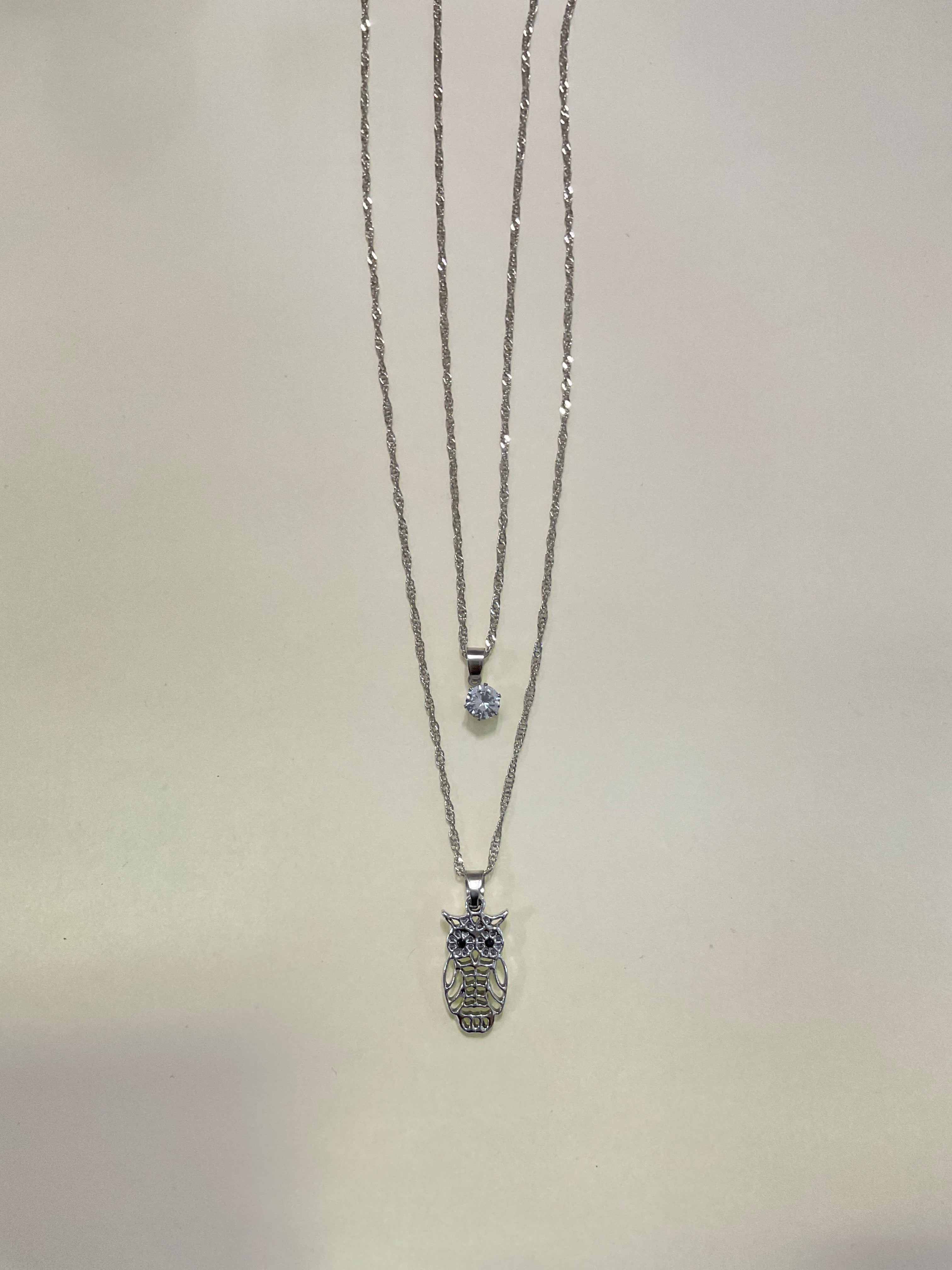 Silver Owl with Matching Necklace