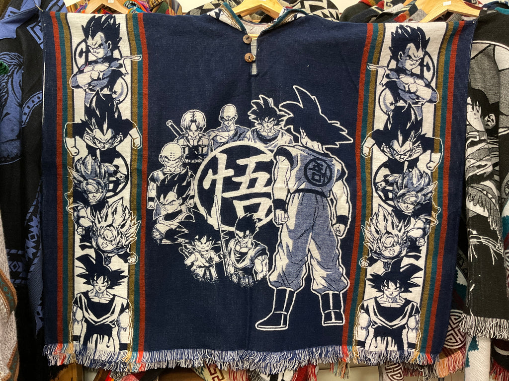 Alpaca Wool Poncho with Hood - Dragon Ball Z
