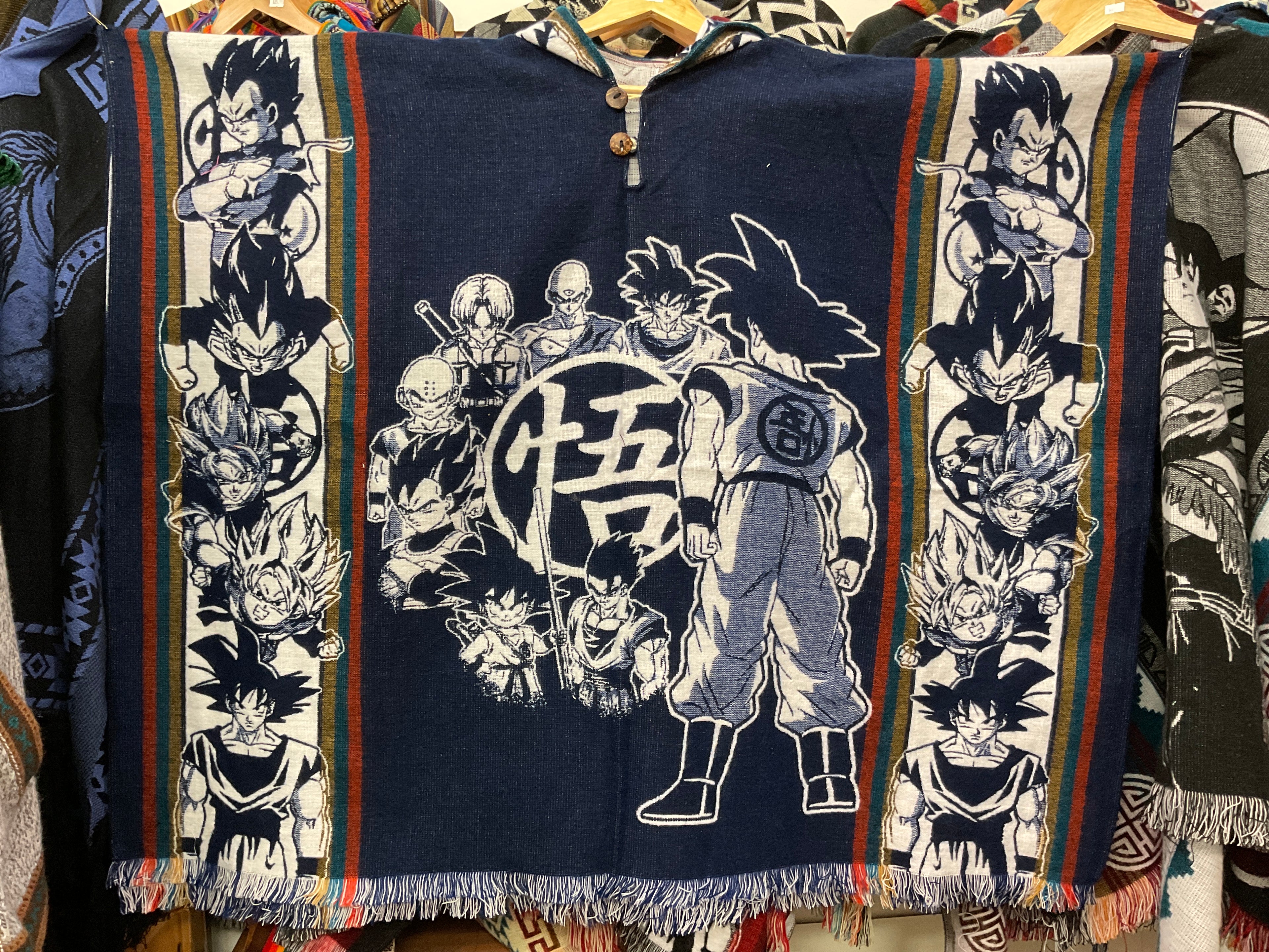 Alpaca Wool Poncho with Hood - Dragon Ball Z