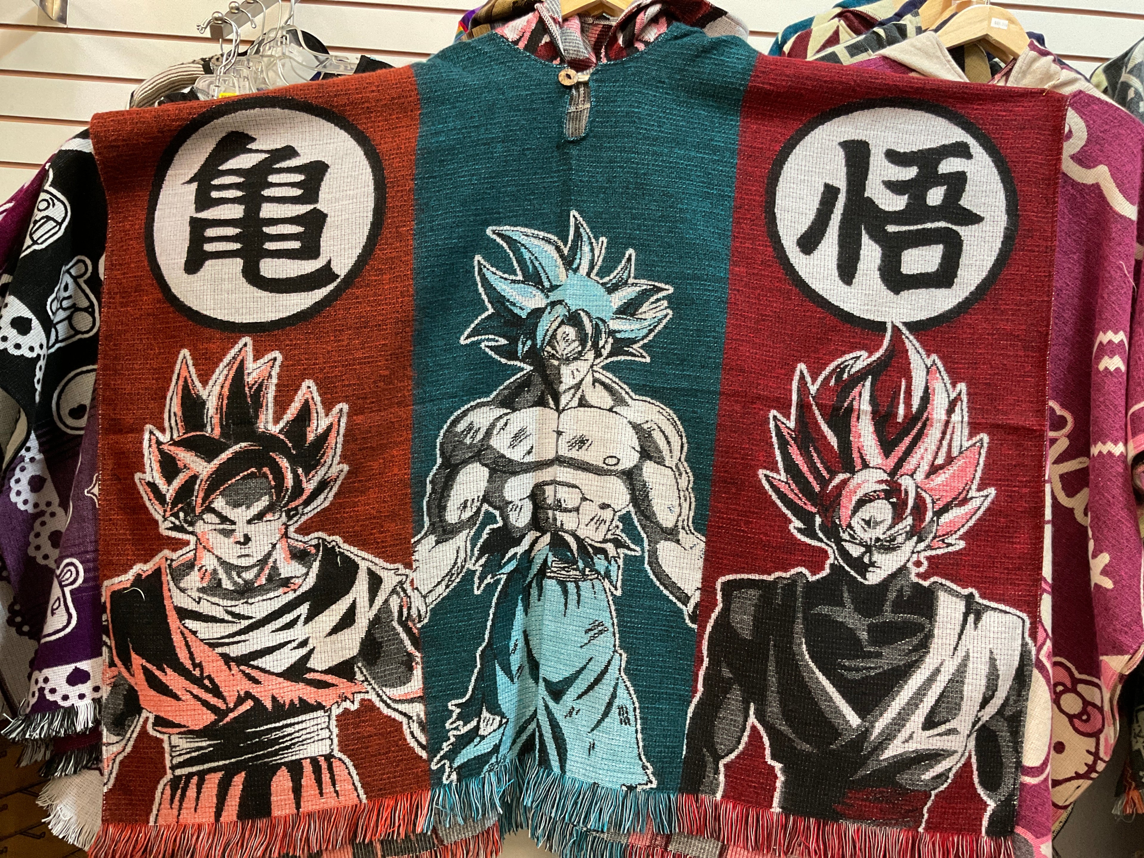 Alpaca Wool Poncho with Hood - Dragon Ball Z