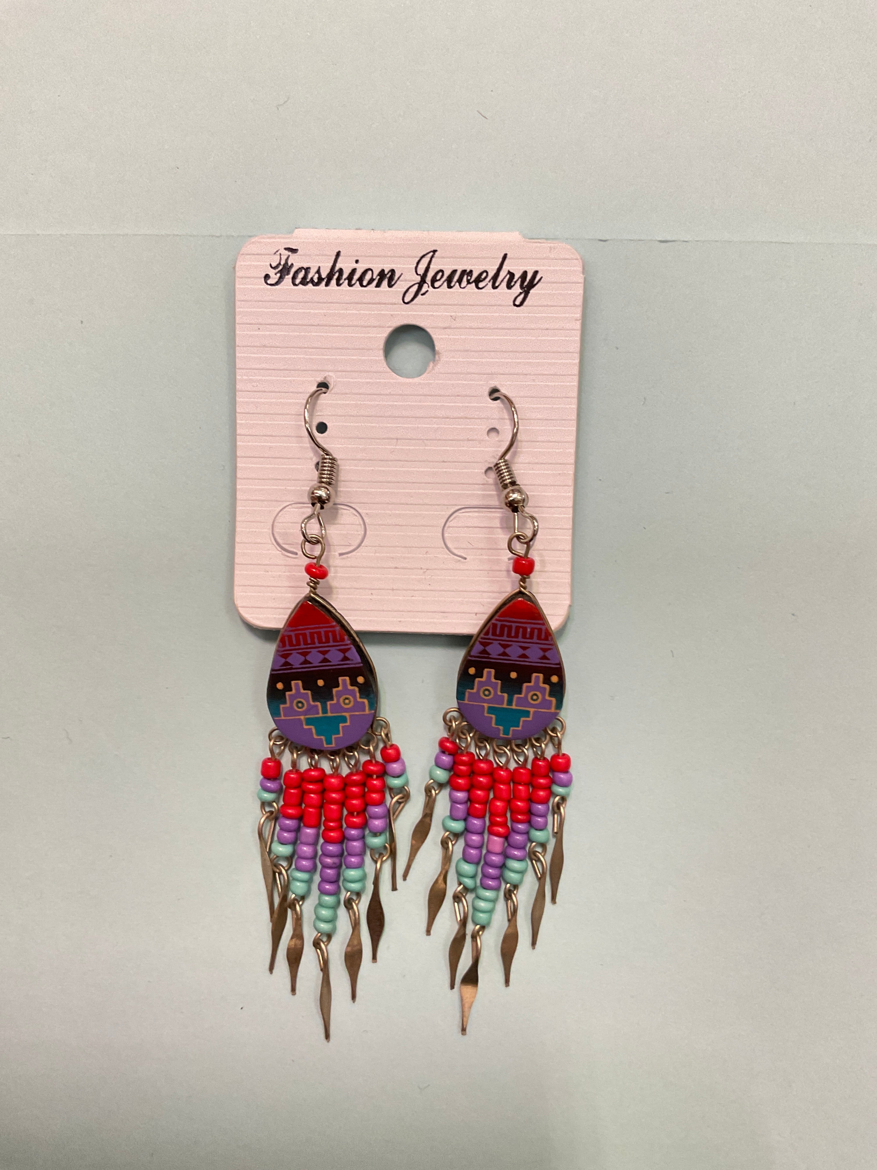 Hand Painted Tribal Earrings