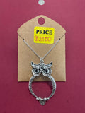 Owl Shaped Magnifying Glass Necklace