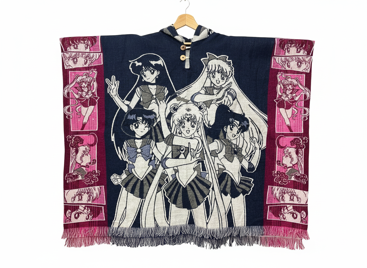 Alpaca Wool Poncho with Hood - Sailor Moon