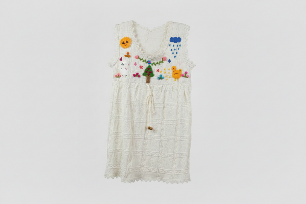 Girl's Hand-Embroidered Peruvian Cotton Dress