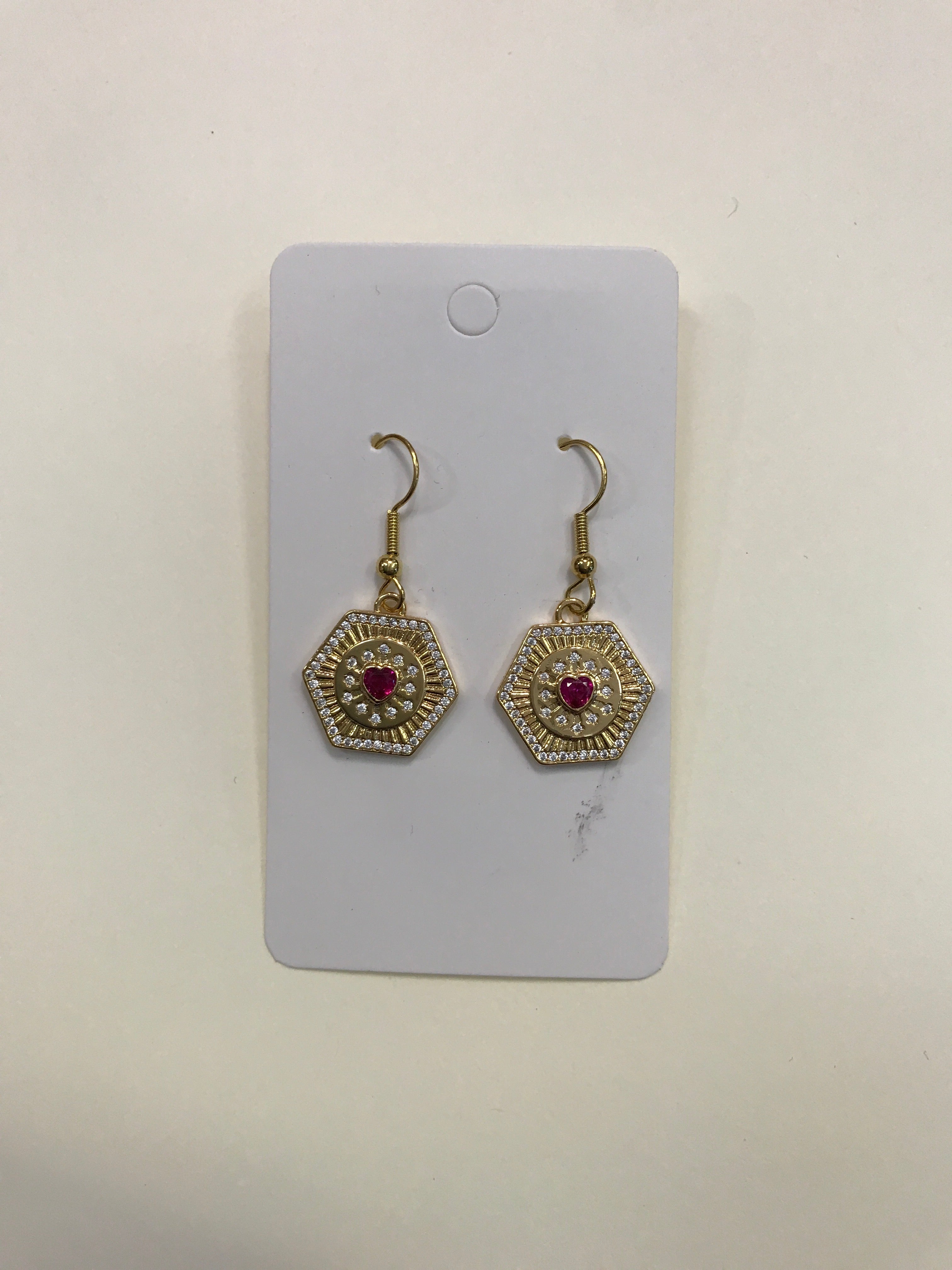 Gold Hexagon Earrings