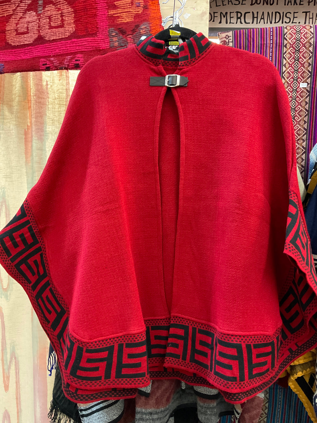 Poncho con cinturón para mujer