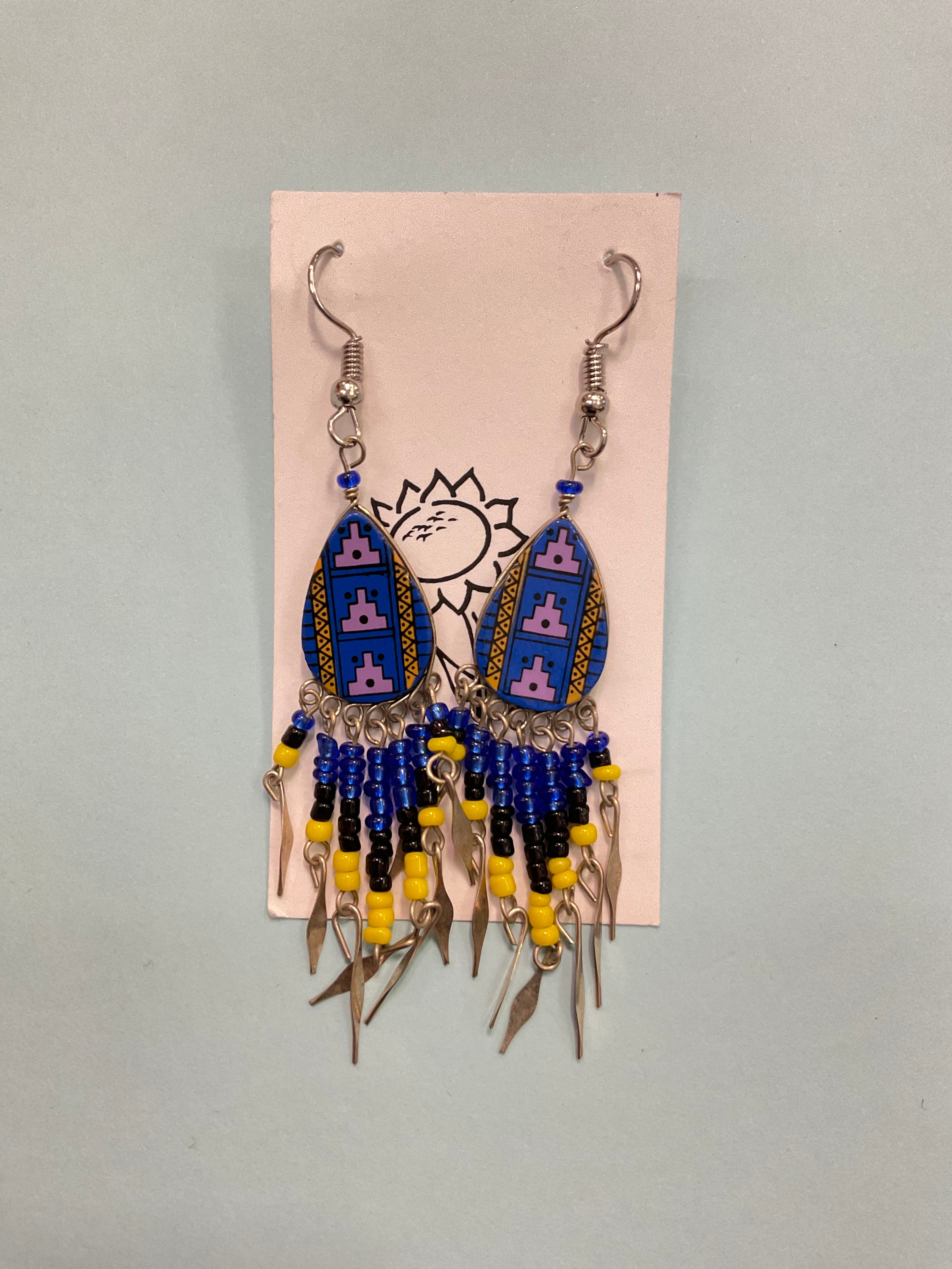 Hand Painted Tribal Earrings