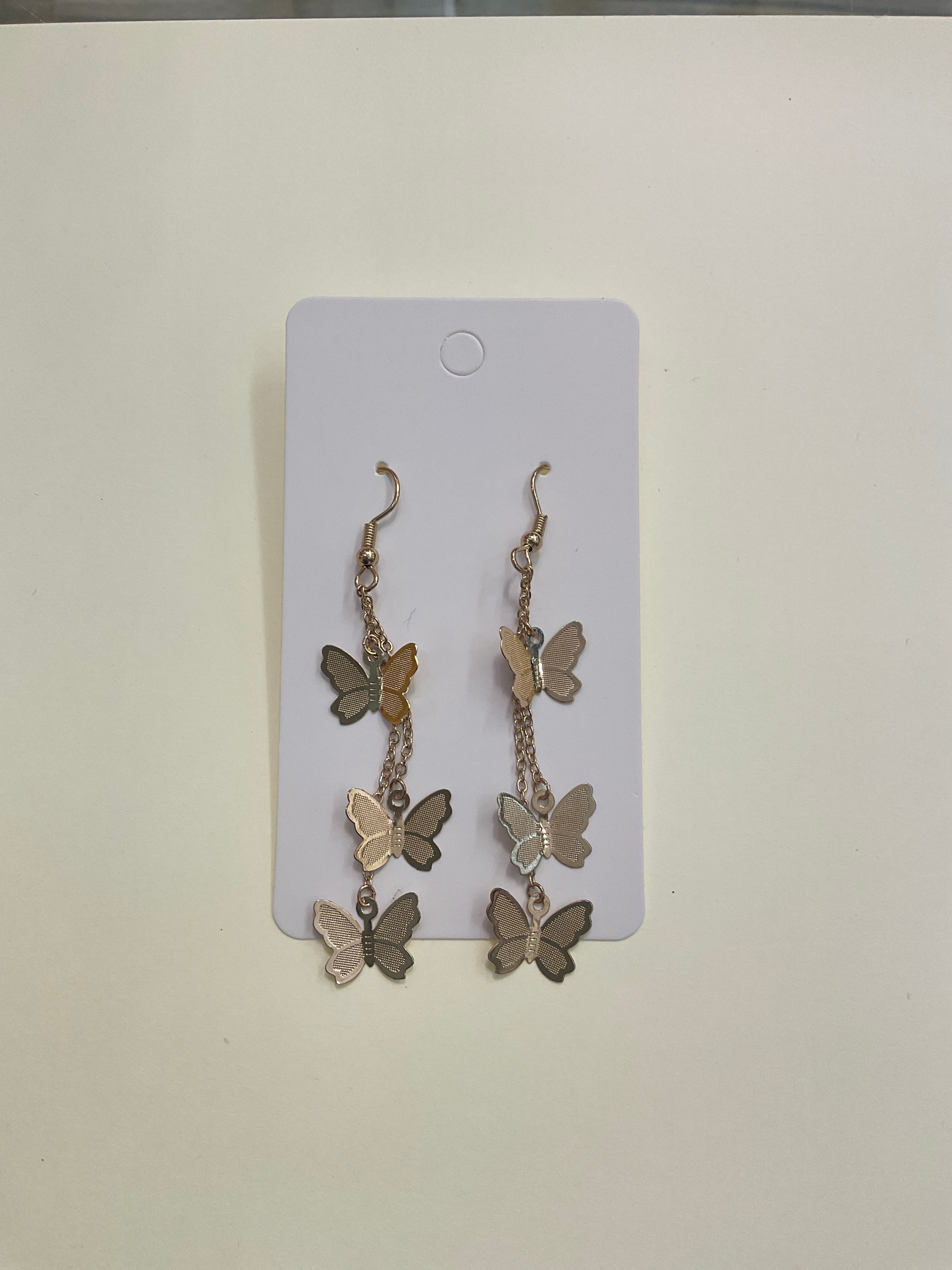 Gold Butterfly Chain Dangle Earrings