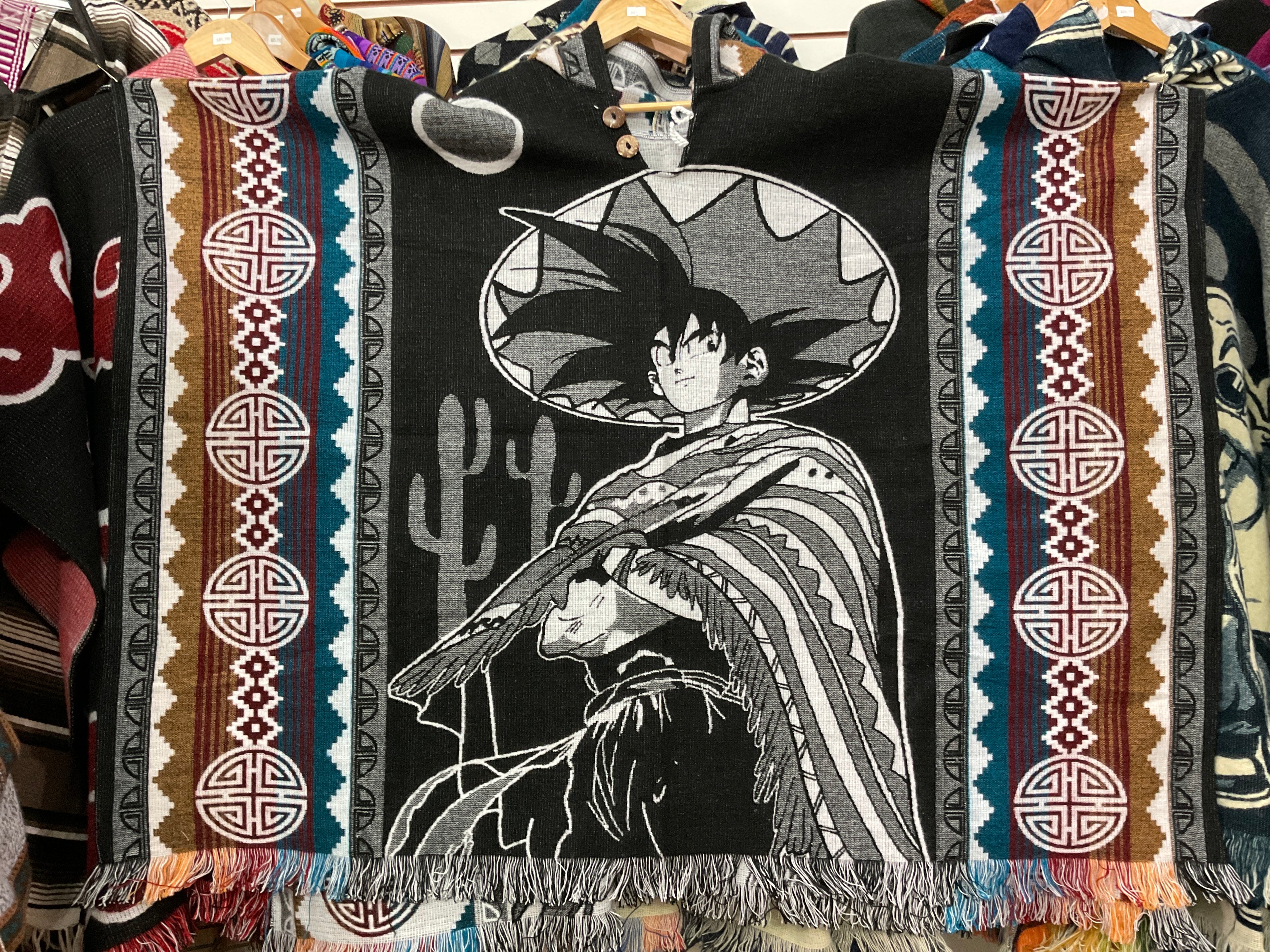 Alpaca Wool Poncho with Hood - Dragon Ball Z