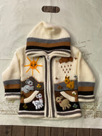 Suéter tipo cárdigan tejido a mano para niños