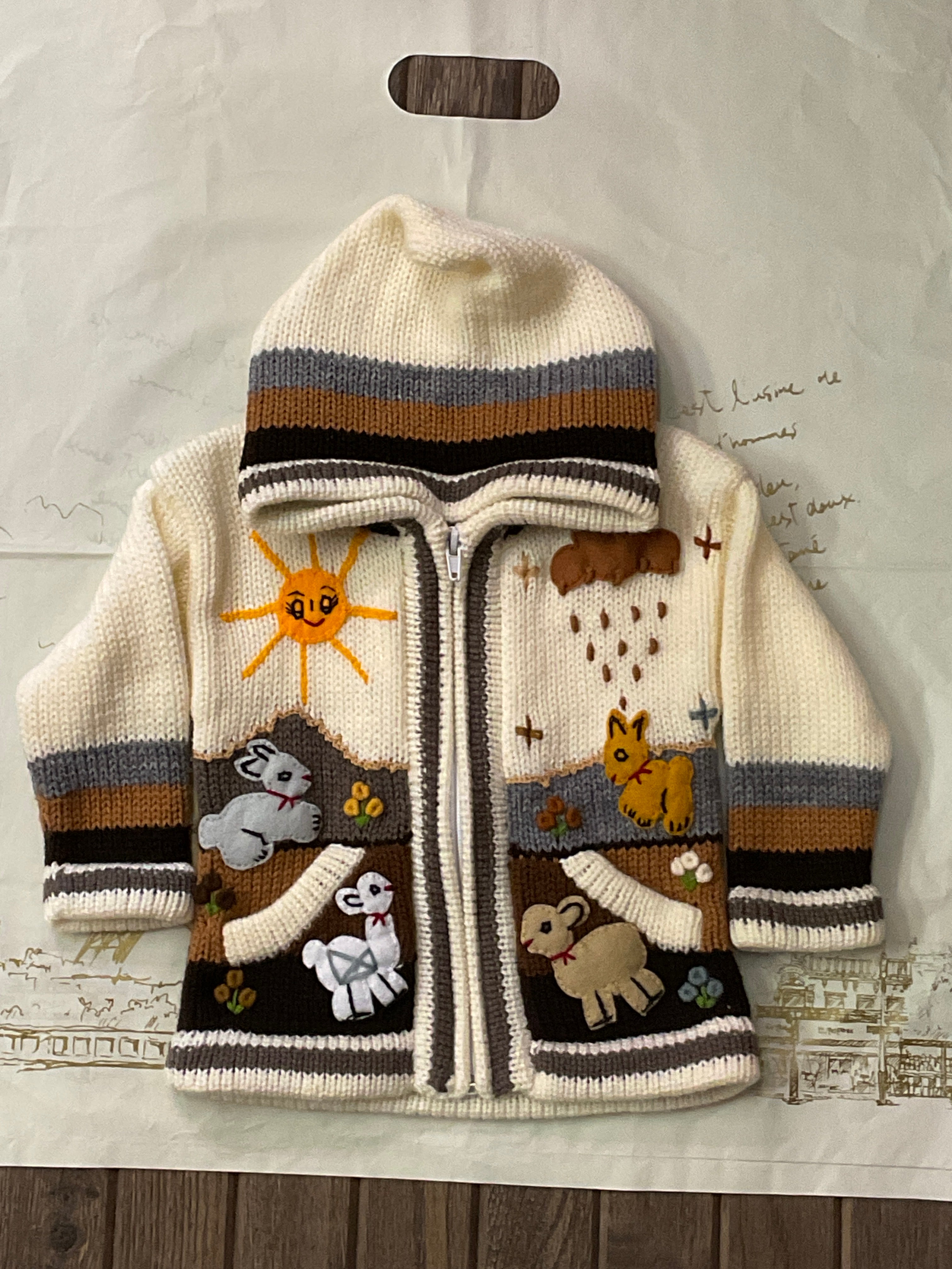 Children’s Hand-Knit Wool Cardigan Sweater  – Peruvian Artisan Made